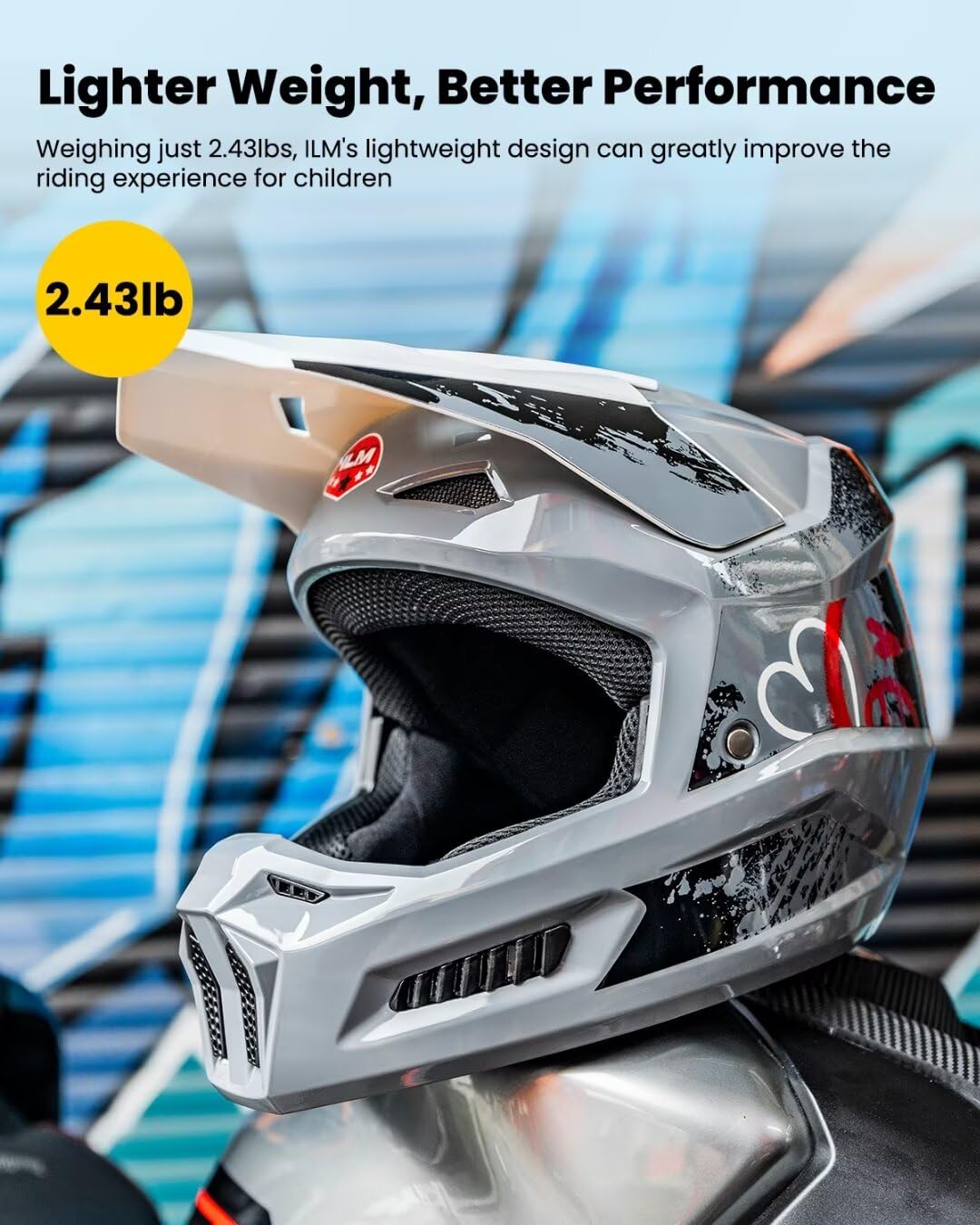 ILM Youth Dirt Bike Helmets Kids ATV Helmet Motorcross BMX Off Road Motorbike with Goggles Gloves Mask DOT Model MT601Y (Angry F