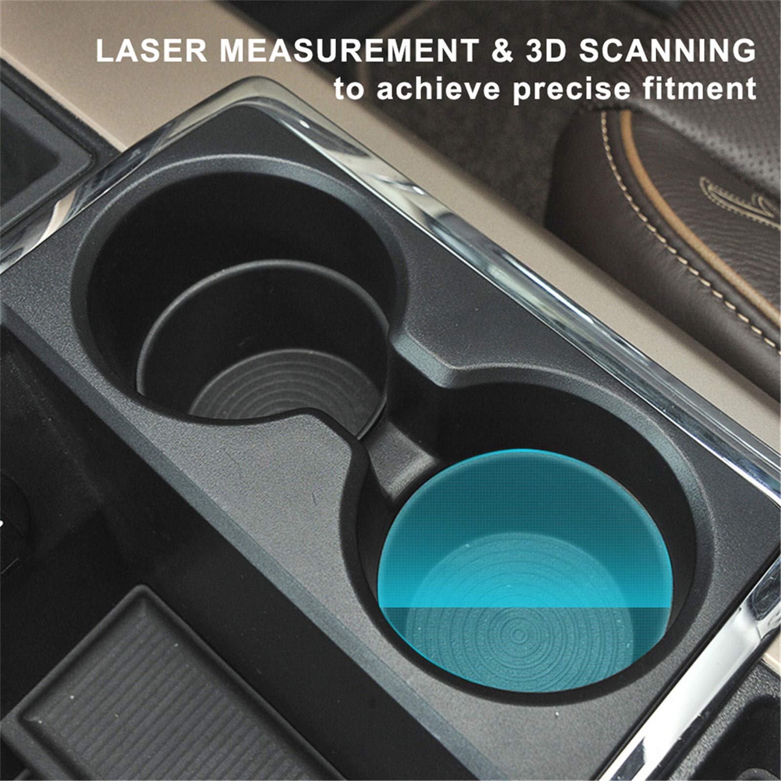 Kiwi Master Cup Holder Insert Compatible For 2009-2016 Dodge Ram 1500 2500 3500 Heavy Duty Replacement Floor Mounted Center Console With Bucket Seats, 2 Pcs