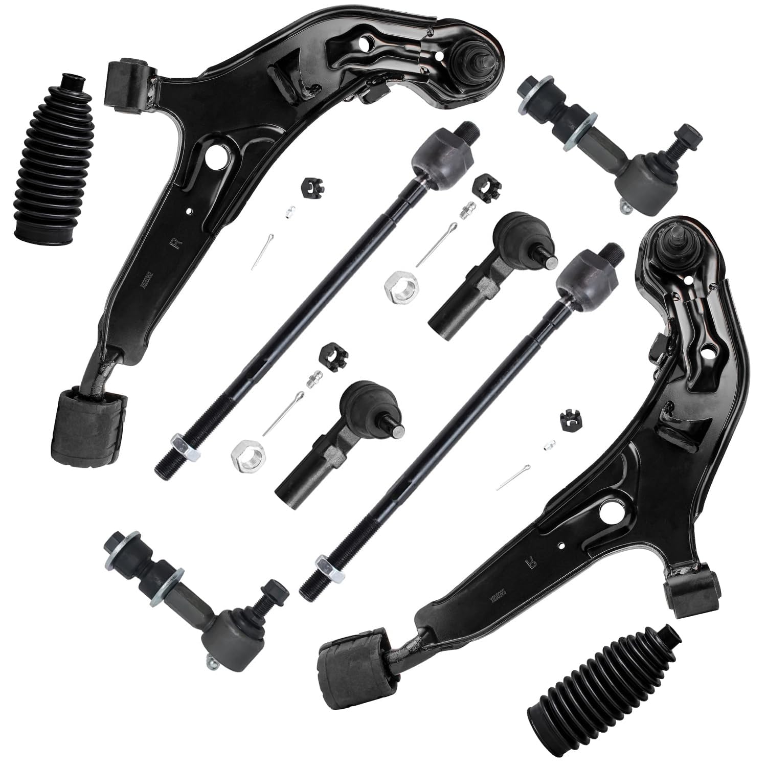 Detroit Axle - 10pc Front End Kit for 1995-1999 Nissan Maxima 1996-1999 INFINITI I30, 2 Lower Control Arms w/Ball Joints 2 Sway 