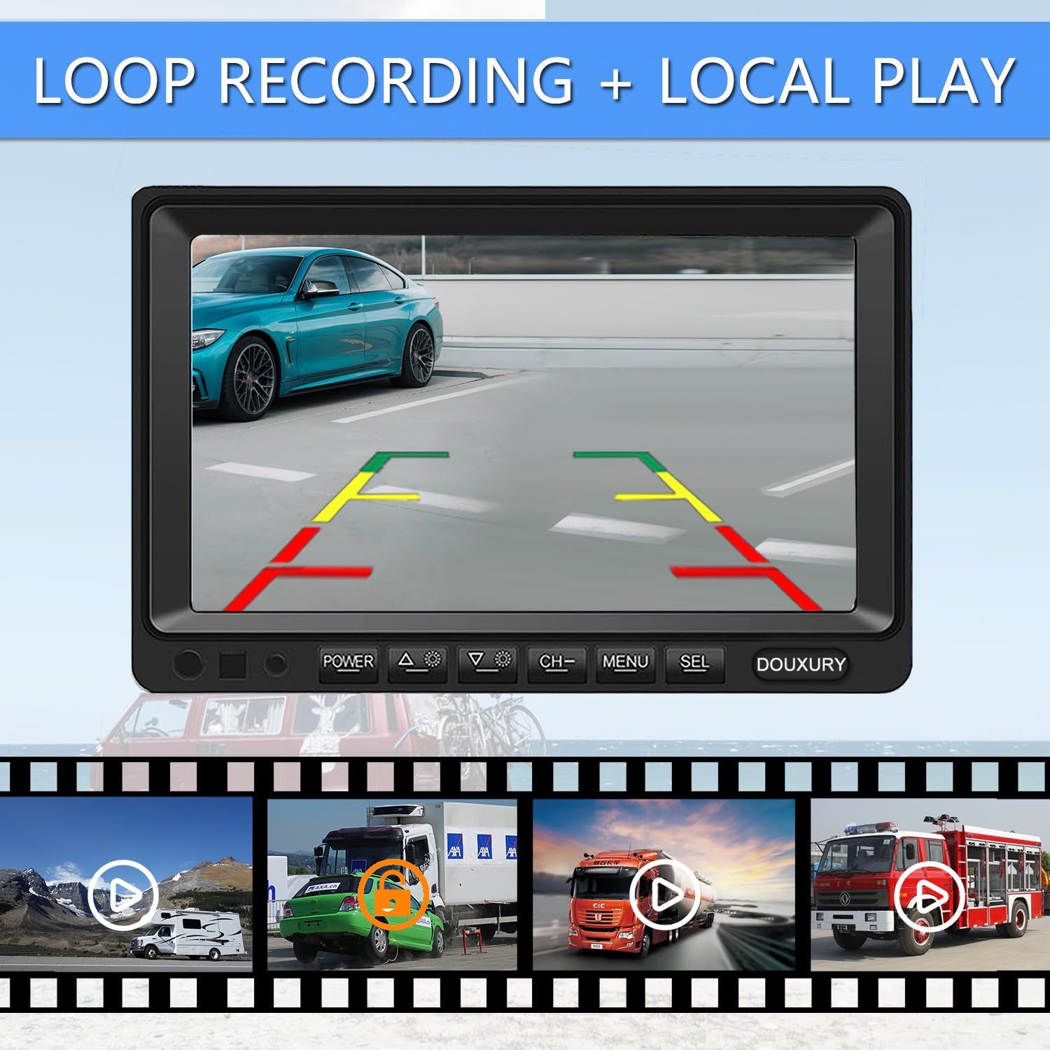 Rv Backup Camera System With 7'' Quad Split 1080P Monitor For Truck Trailer Semi Camper Bus & 4 Ahd Rear Side View Camera With D