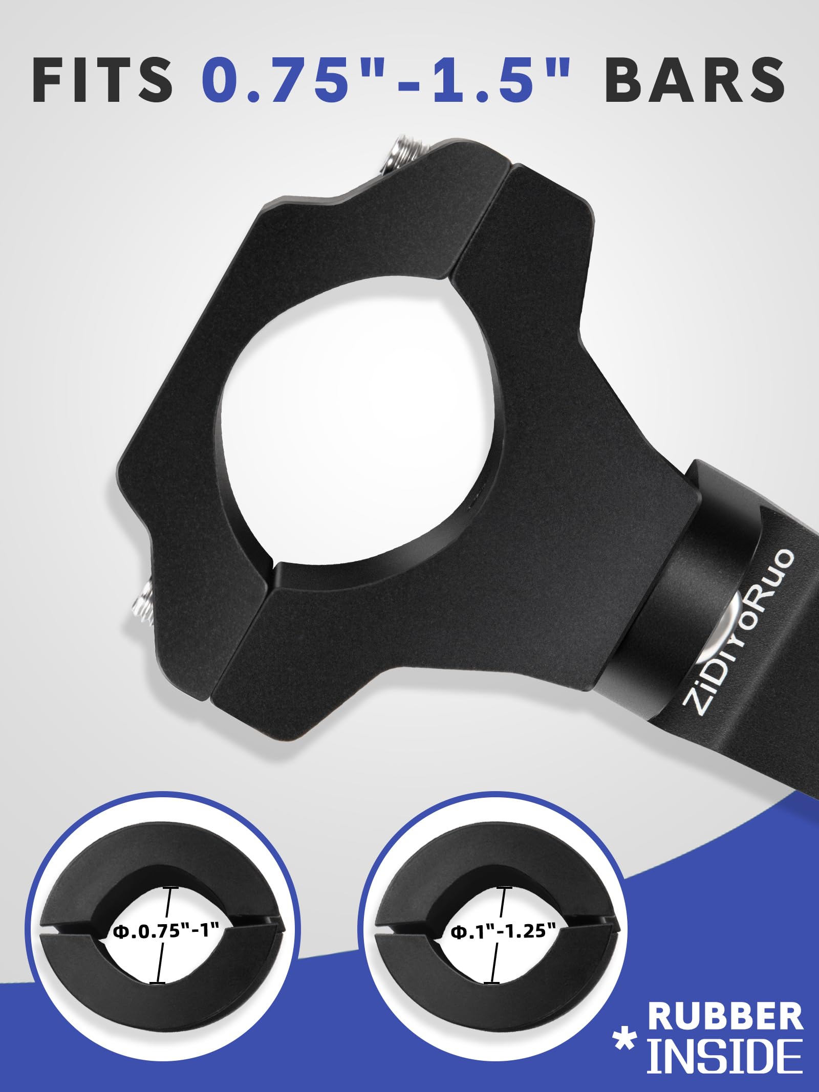 Zidiyoruo Light Bar Mount For Atv- 360 Solid Aluminum Alloy Bracket For Fog Led And Driving Lights. Fits 0.75''-1.5'' Bars, Set