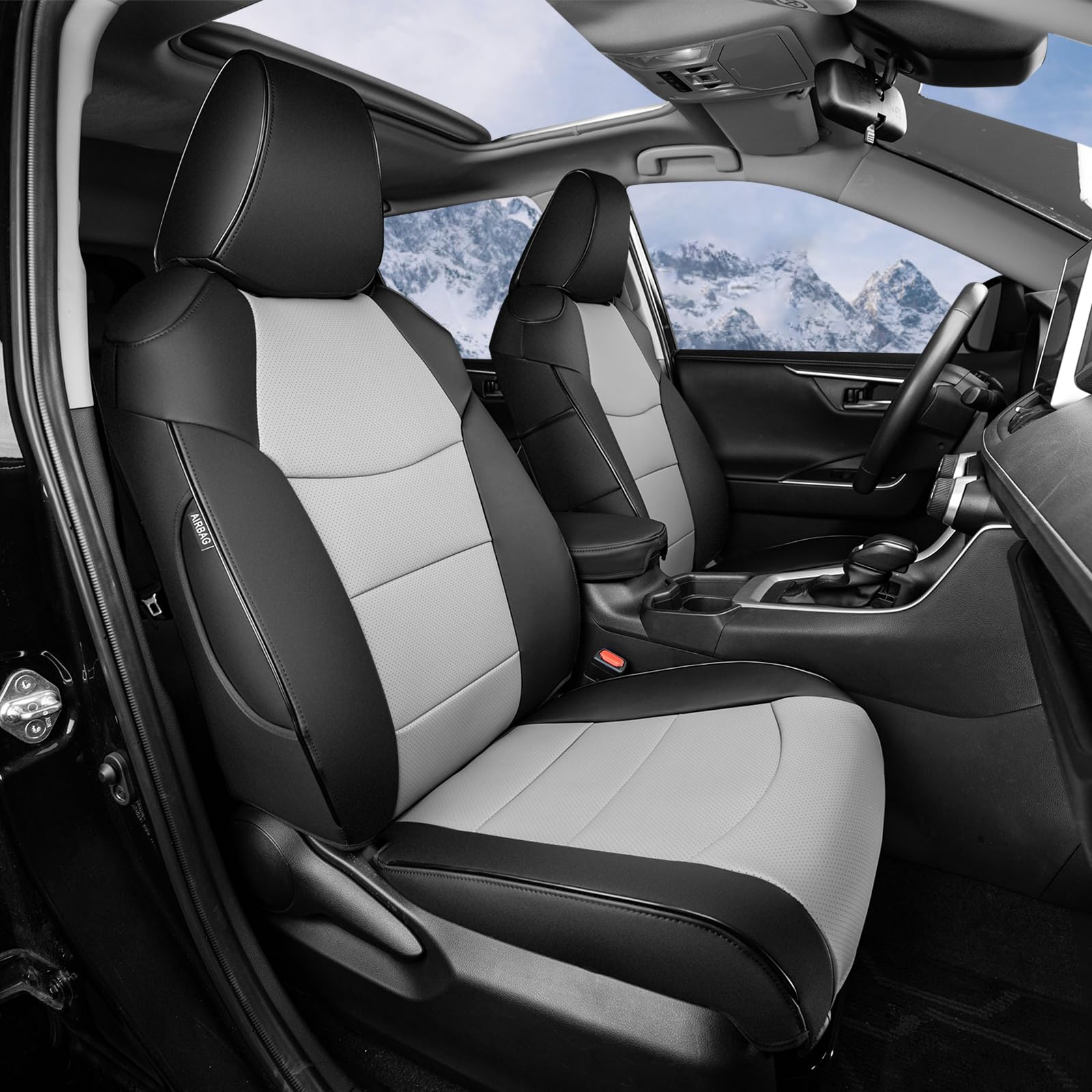 HKZ Custom Fit Corolla Car Seat Cover Full Set for Toyota Corolla 2020 2021 2022 L LE Models - Durable Faux Leather (Black+Grey)