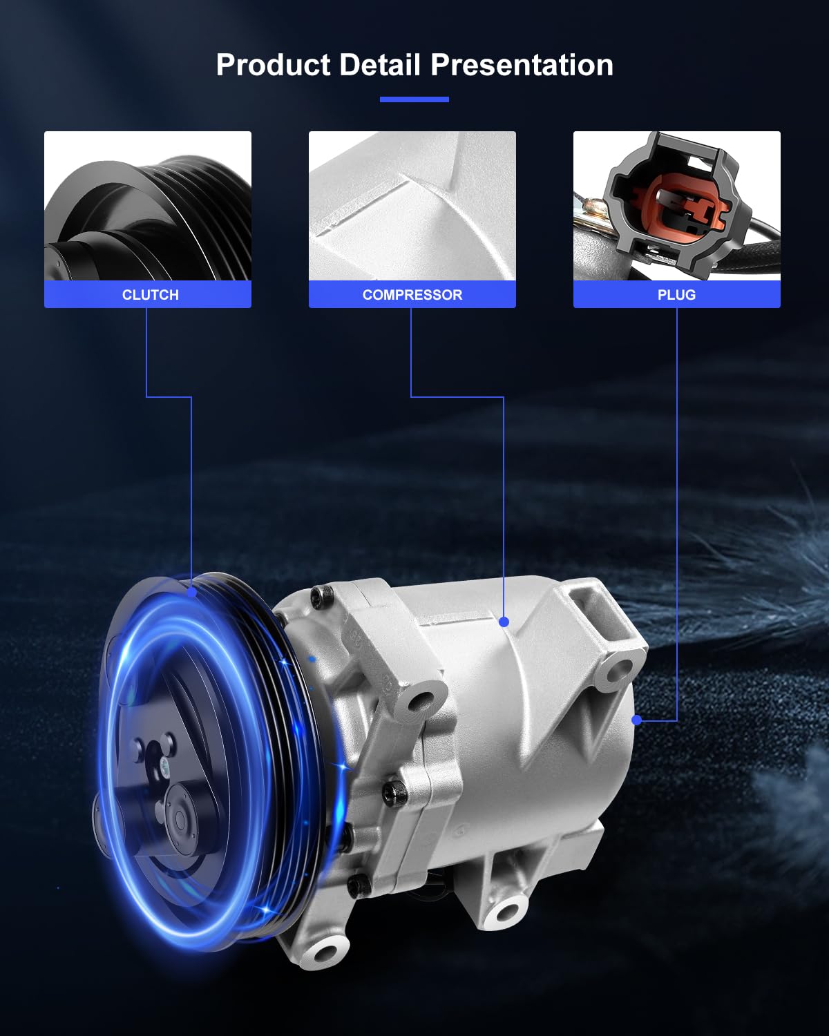 Eccpp Air Conditioning Compressor 2000-2006 Fit For Nissan Sentra 1.8L 2000-2001 For Nissan Sentra 2.0L Ac Compressor