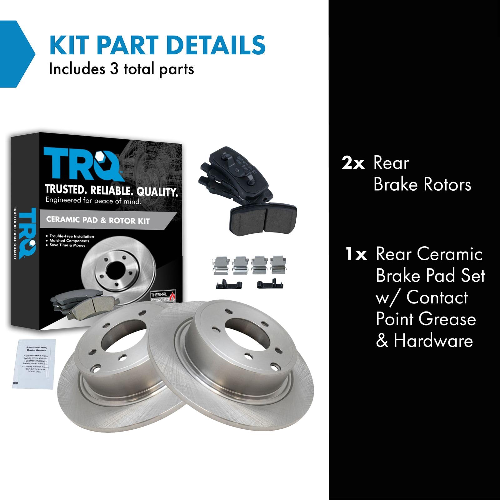 TRQ Rear Posi Ceramic Brake Pad Rotor for Sebring Compass Patriot Lancer