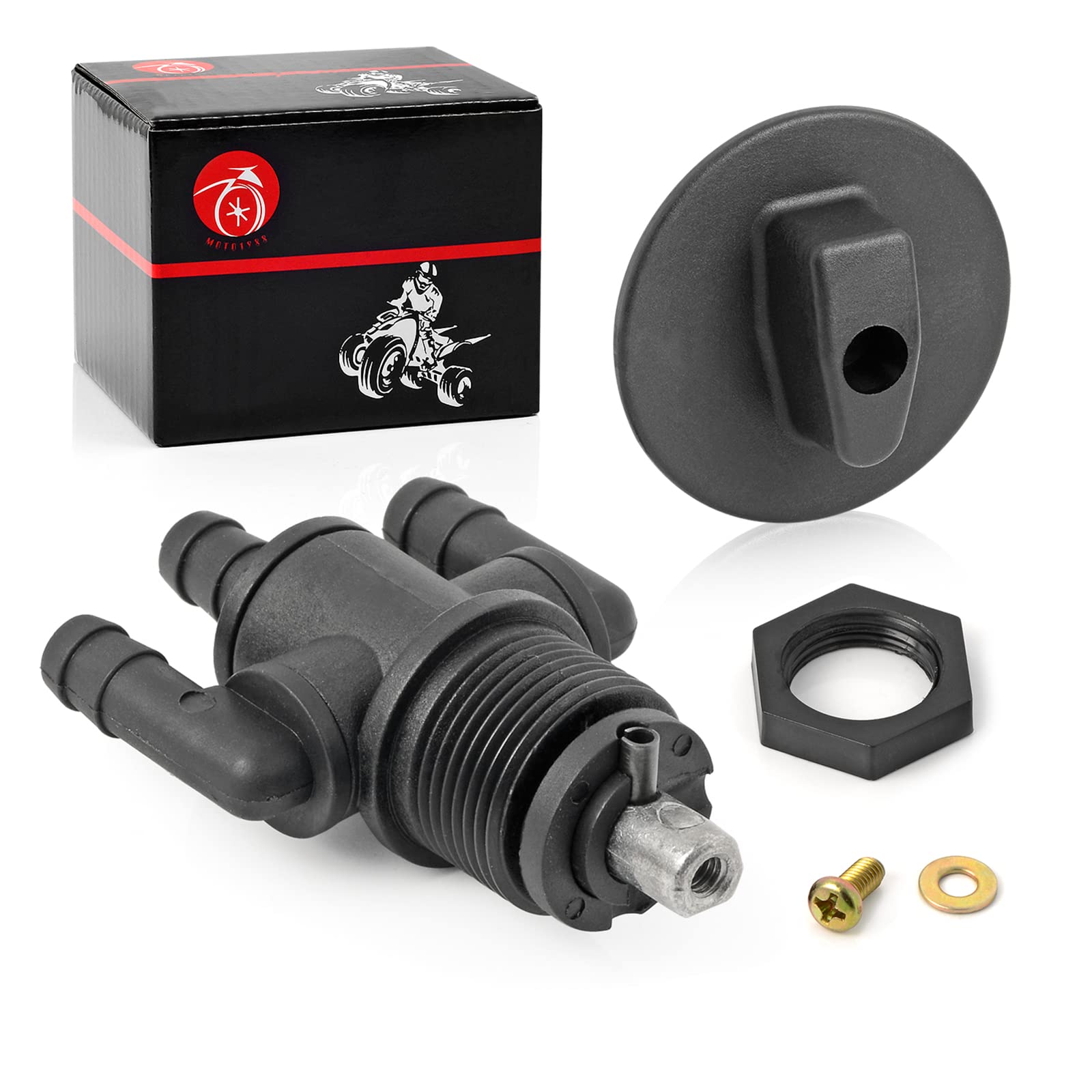 Fuel Tank Valve Petcock 3 Way Straight Down & Knob Nut For Polaris Scrambler Sport 400 Xplorer Xpress 300 400 Trail Boss 325 7052154