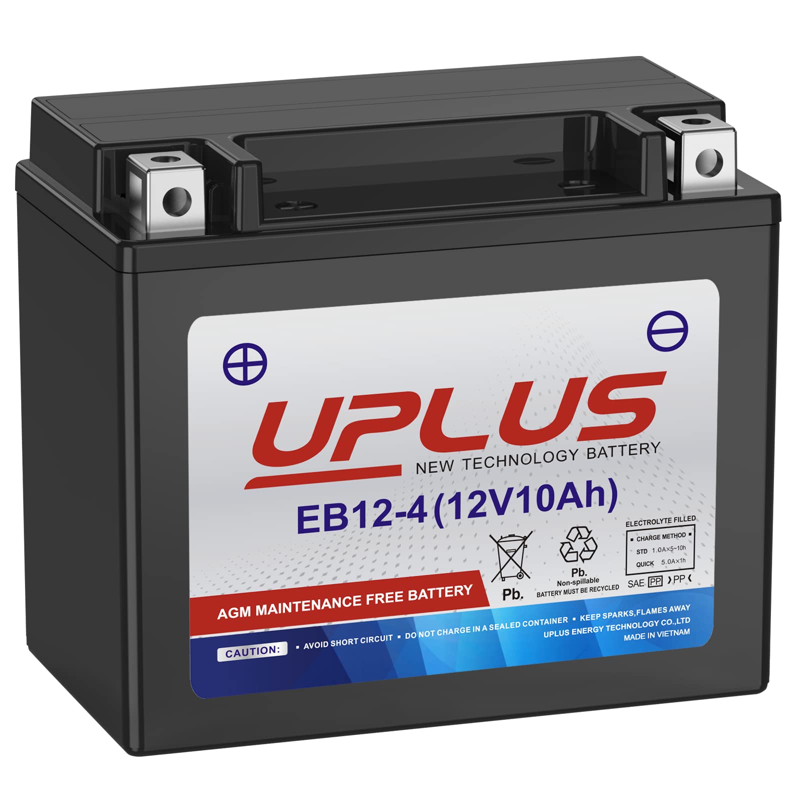 Motorcycle Battery Ytx12-Bs, Uplus Eb12-4 Powersports Batteries High Performance, Agm Maintenance Free Battery For Bike Atv Scoo