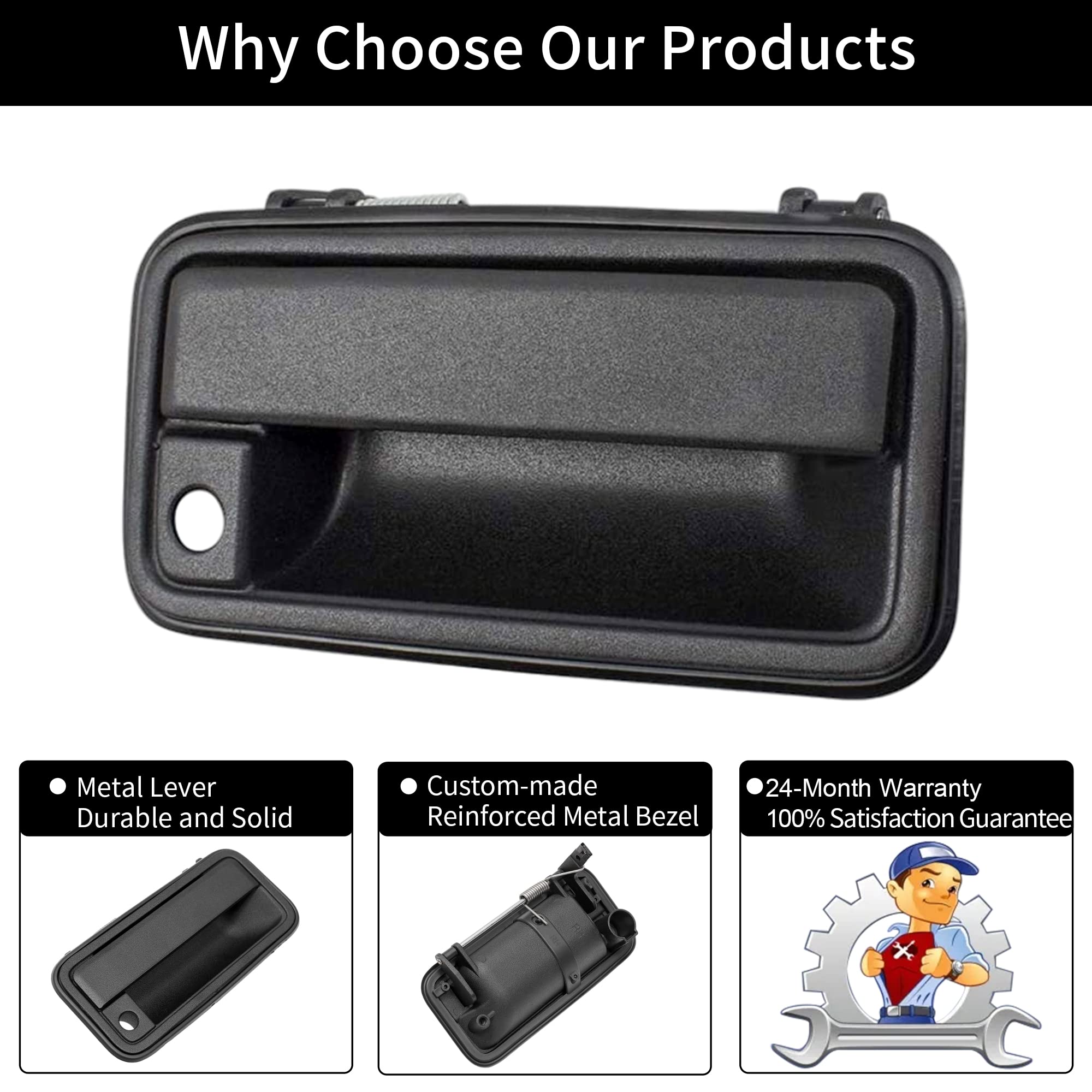 All Metal Passenger Door Handle, Compatible With 1988-2001 Chevy & Gmc K1500 K2500 K3500 C1500 C2500 C3500 Pickup, Suburban, Tah