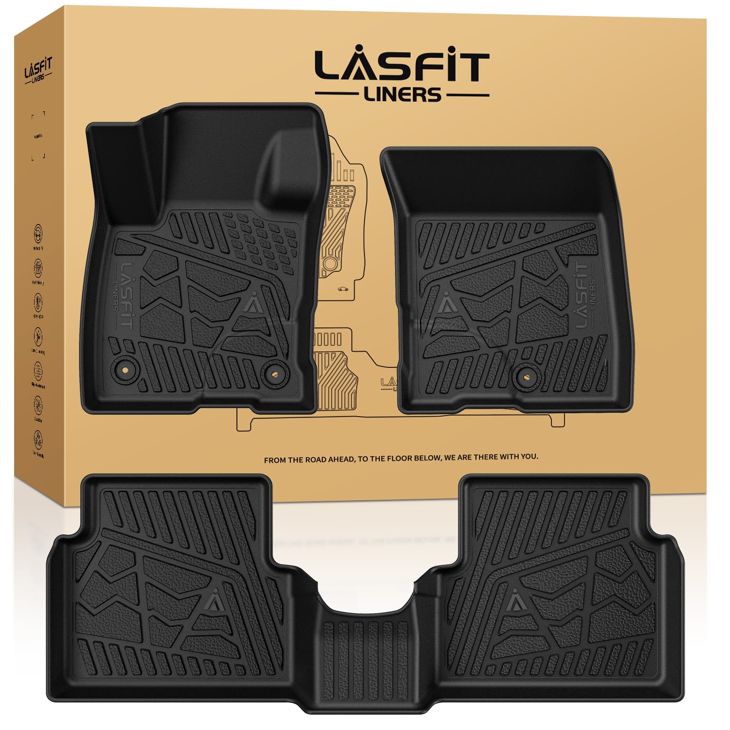 Lasfit Floor Mats For Ford Maverick 2022-2025(For Gasoline Models Only) All Weather Car Floor Pretoctor Tpe Truck Liners For For