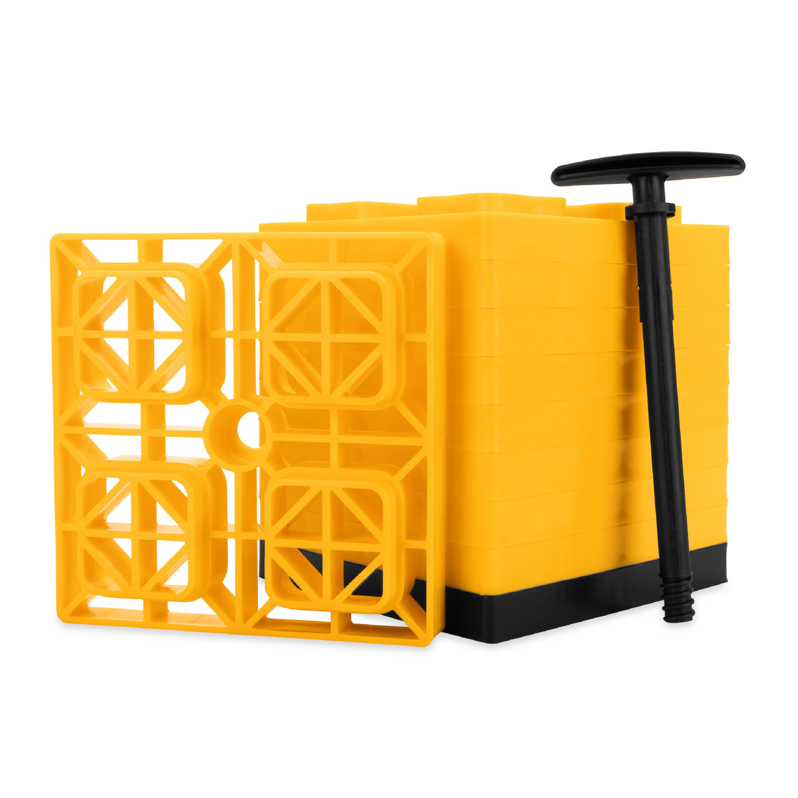 Camco Fasten Camper / Rv Leveling Blocks - Features Interlocking Design For Customizable Height - Carrying Handle Twists To Secu
