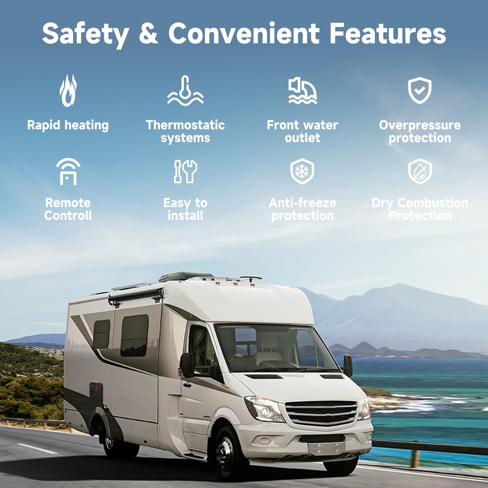 OEVANT RV Tankless Water Heater,55,000 BTU RV Instant Water Heater with Remote Controller,16x16 inch Door&Front Water Outlet,Pro