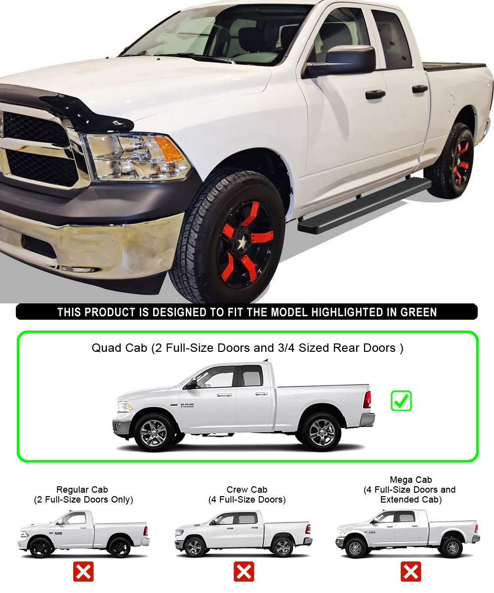 Aps (Black 6 Inches) 304 Stainless Steel Running Boards Nerf Bars Side Steps Compatible With Dodge Ram 1500 2009-2018 Quad Cab