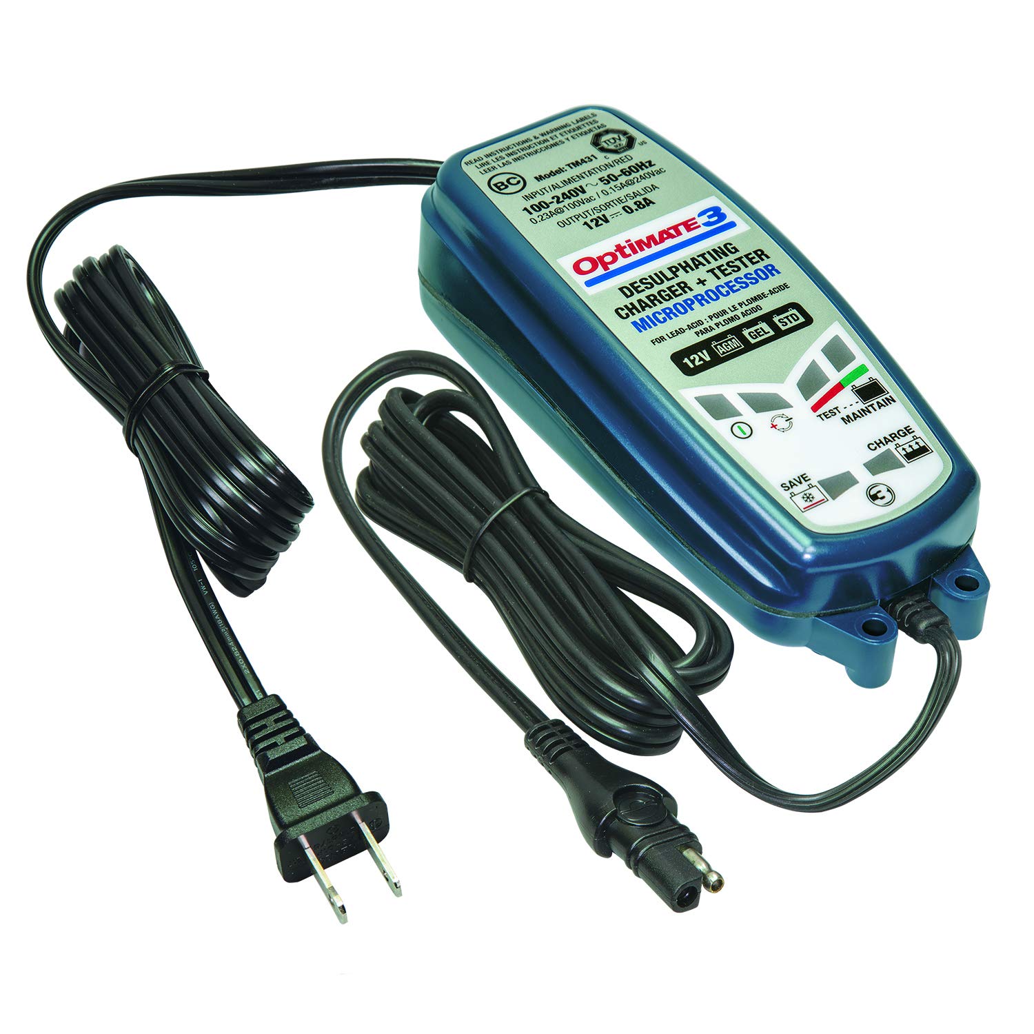 Optimate 3, Tm-431, 7-Step 12V 0.8A Sealed Battery Saving Charger & Maintainer