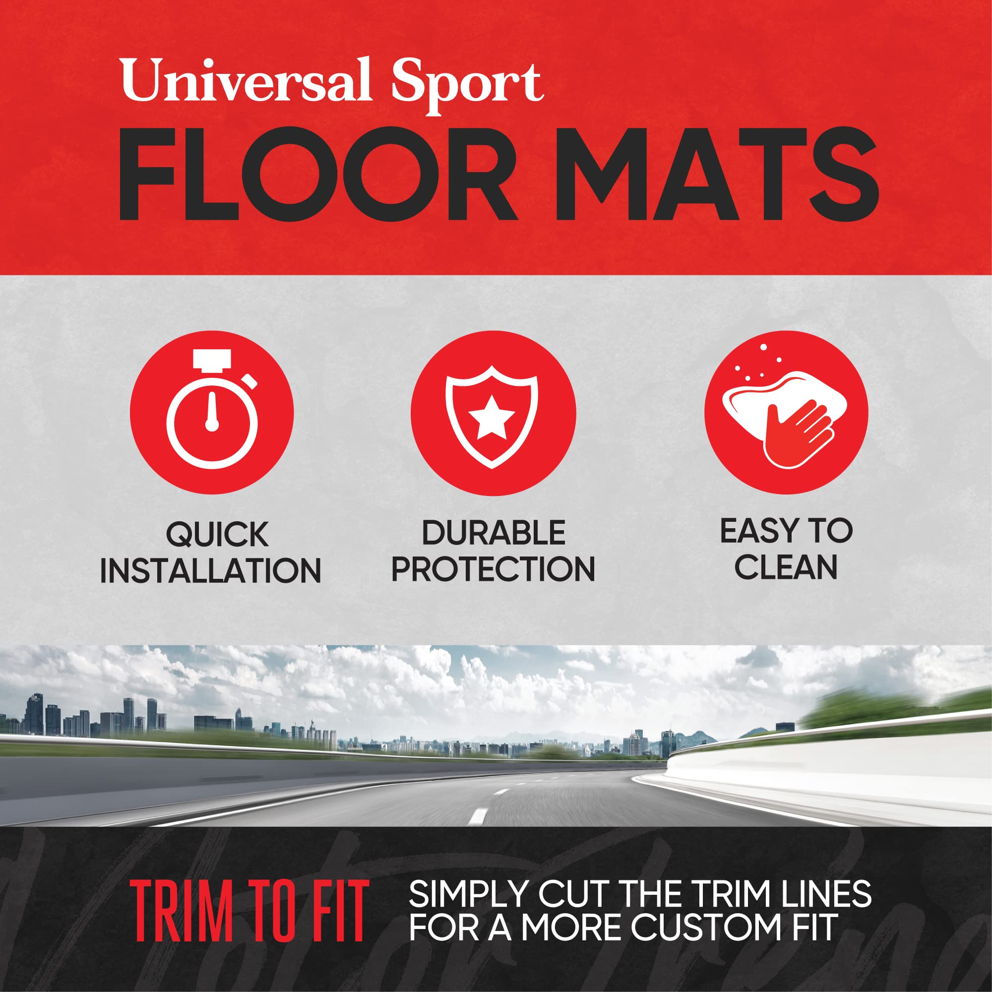 Motor Trend Grand Prix Tire Tread Rubber Car Floor Mats for Autos SUV Truck & Van - All-Weather Waterproof Protection Front Seat