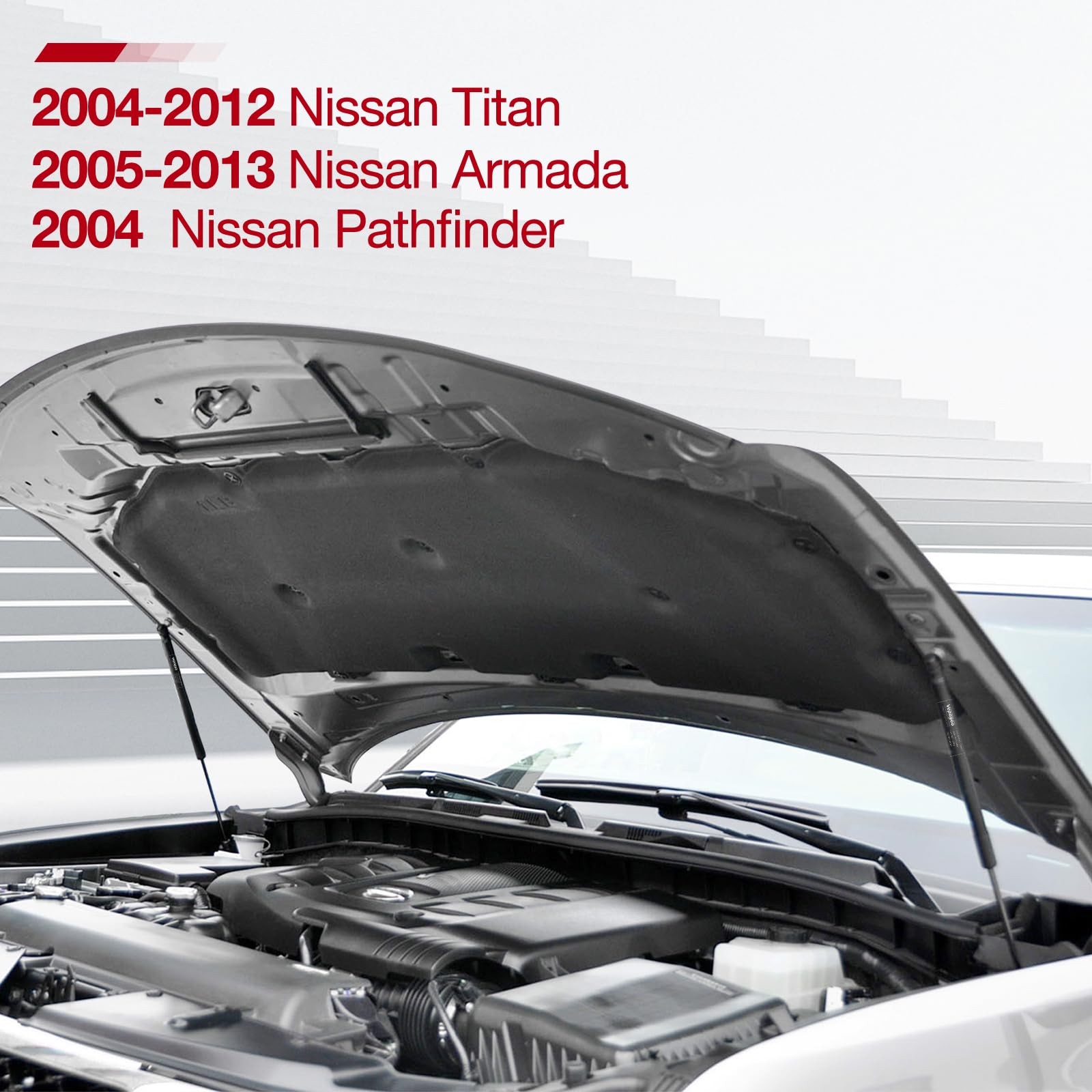 2 Front Hood Gas Lift Supports Struts Shocks Springs for 2004-2012 Nissan Titan or 2004 Nissan Pathfinder or 2005-2013 Nissan Ar