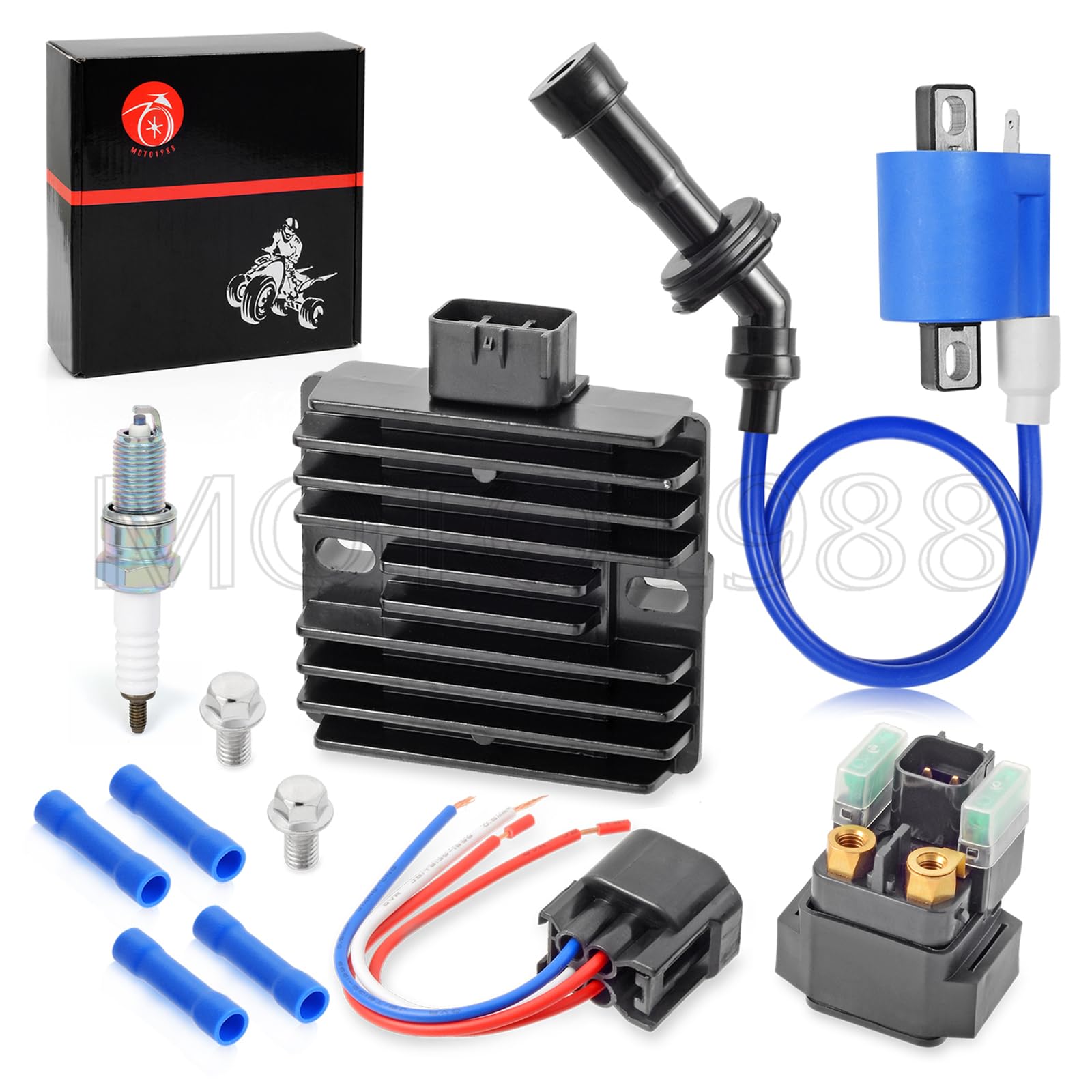 Ignition Coil Pack & Voltage Regulator Rectifier Starter Relay Spark Plugs For Yamaha Yxr660F Rhino 660 2004-2007
