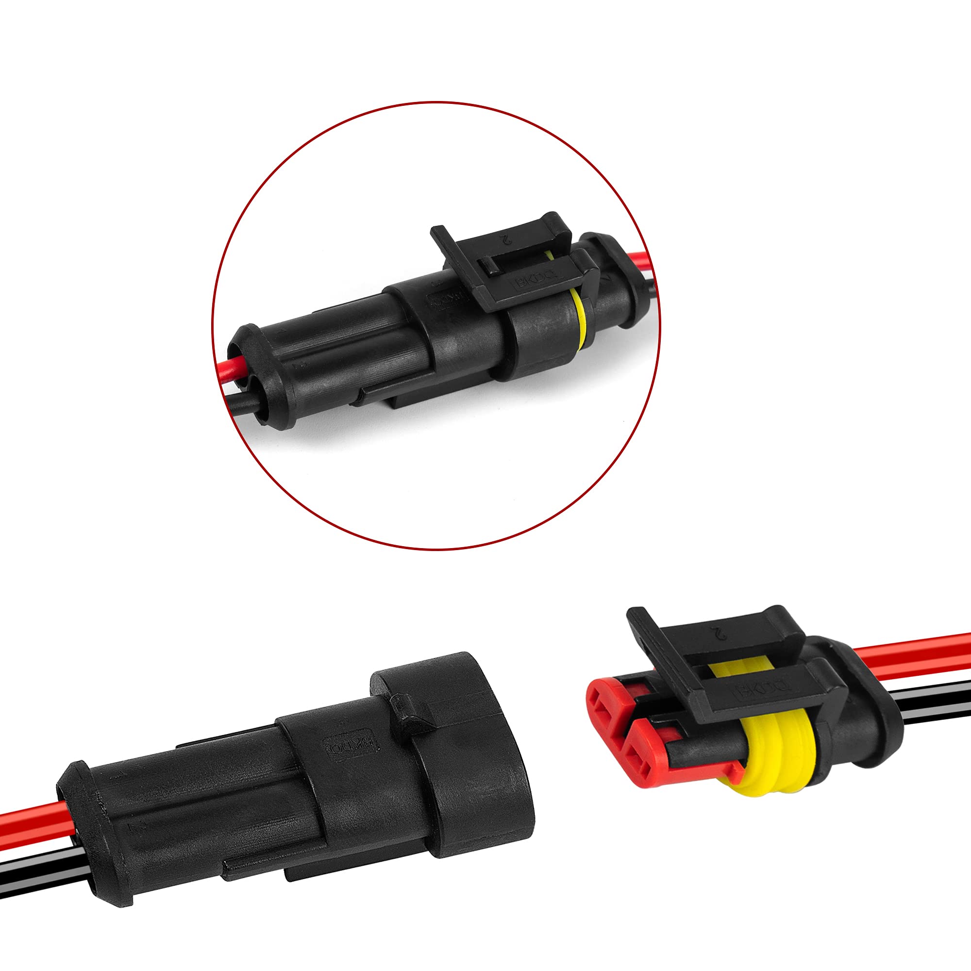 12 Kit 2 Pin Connector Waterproof Connector 16 Awg Male And Female Way Connector 2 Wire Quick Disconnect Connector For Car Truck Motorcycle Boat