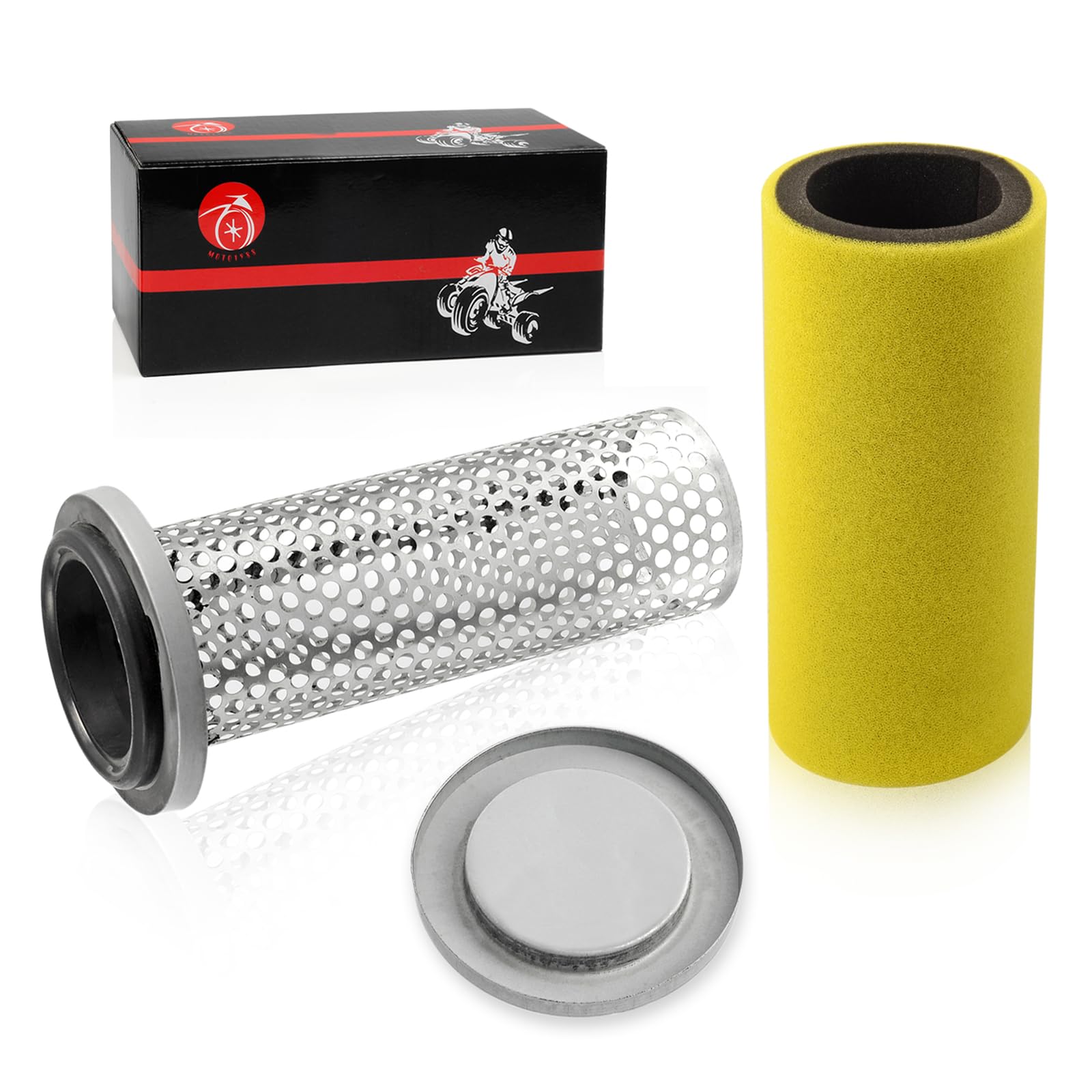 Air Filter & Guide Cage Cap Kit Compatible With Yamaha Rhino 450 660 Yxr450 Yxr660 2004-2009