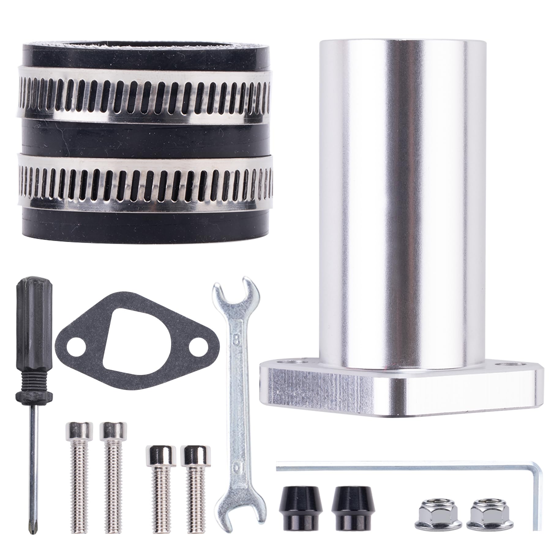 Ciom Universal Intake Pipe Manifold (White) And Motorcycle Carburetor Intake Manifold Interface Inlet Pipe(Black 35Mm) For Pwk24