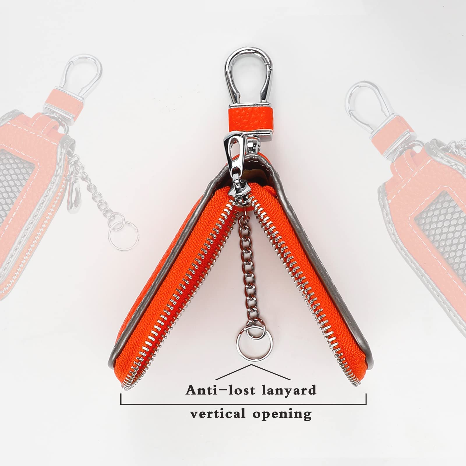 2 Pieces Leather Car Key Chain Case Holder Car Key Case Key Fob Protector Car Key Fob Cover Case (Orange)