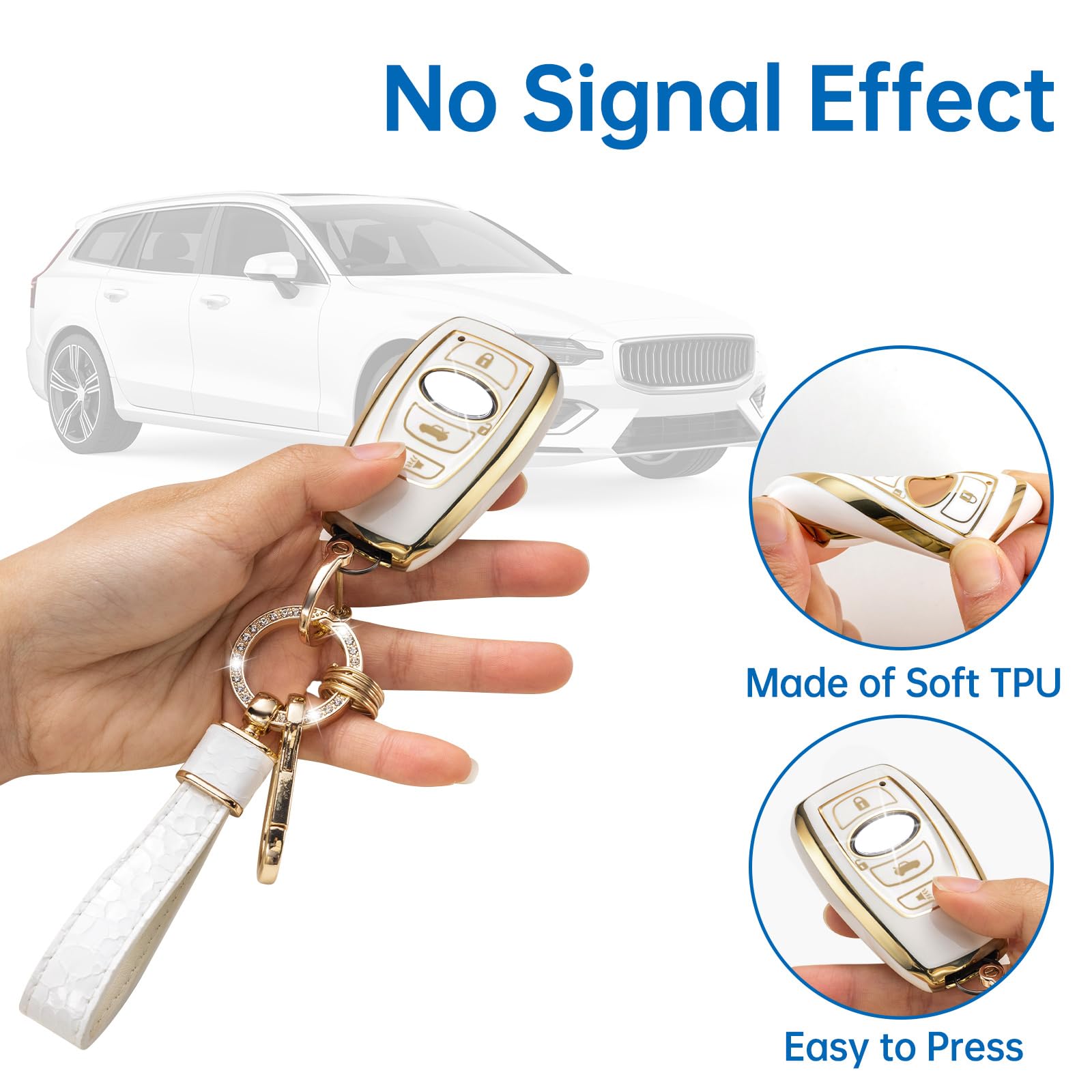 Cacarlike For Subaru Key Fob Cover With Subaru Keychain, Car Key Fob Case Compatible With Ascent Brz Crosstrek Forester Impreza