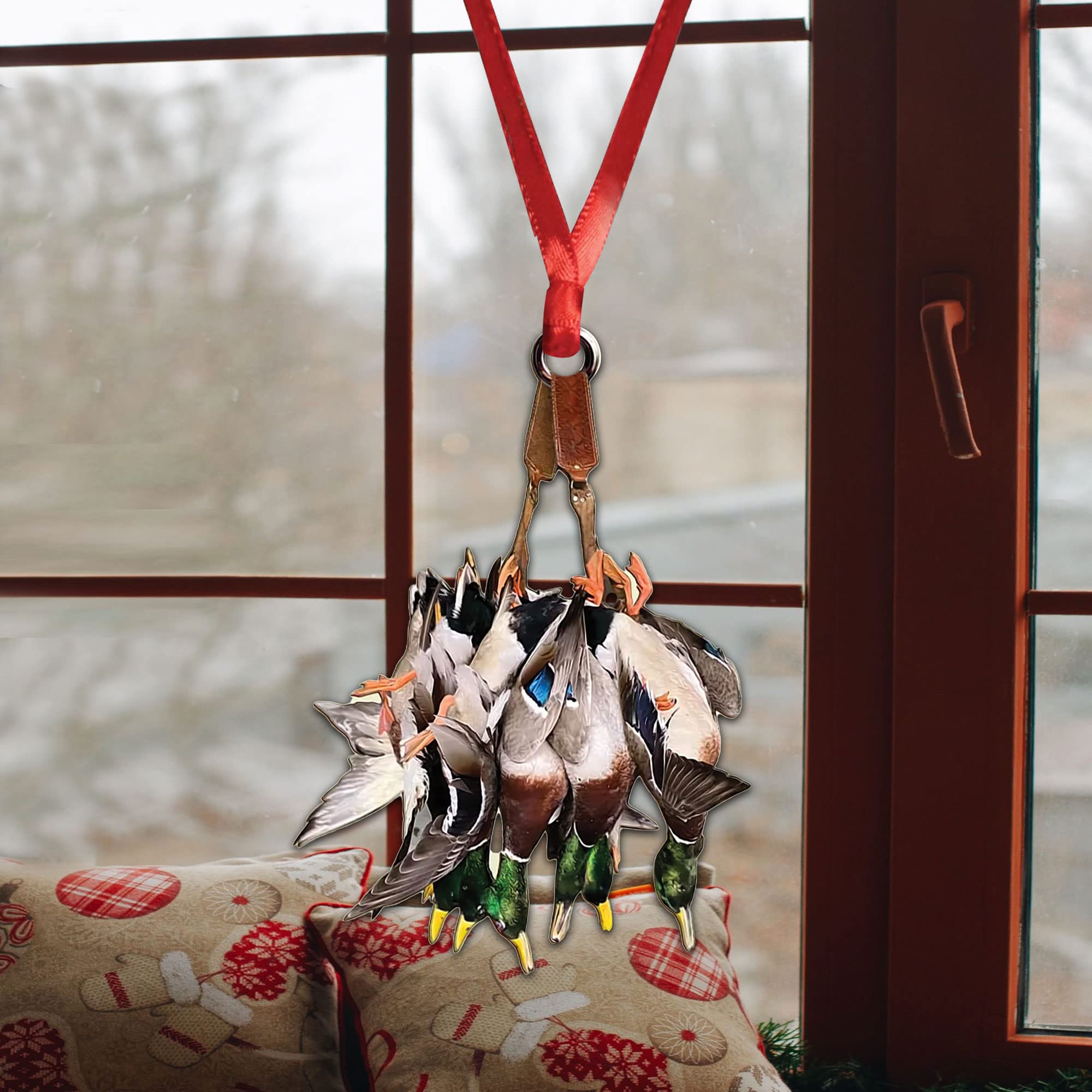 Talataca Duck Hunting Rear View Mirror Ornament - Mica Plastic Christmas Tree Decoration, Hanging Charm, Interior Pendant Decor