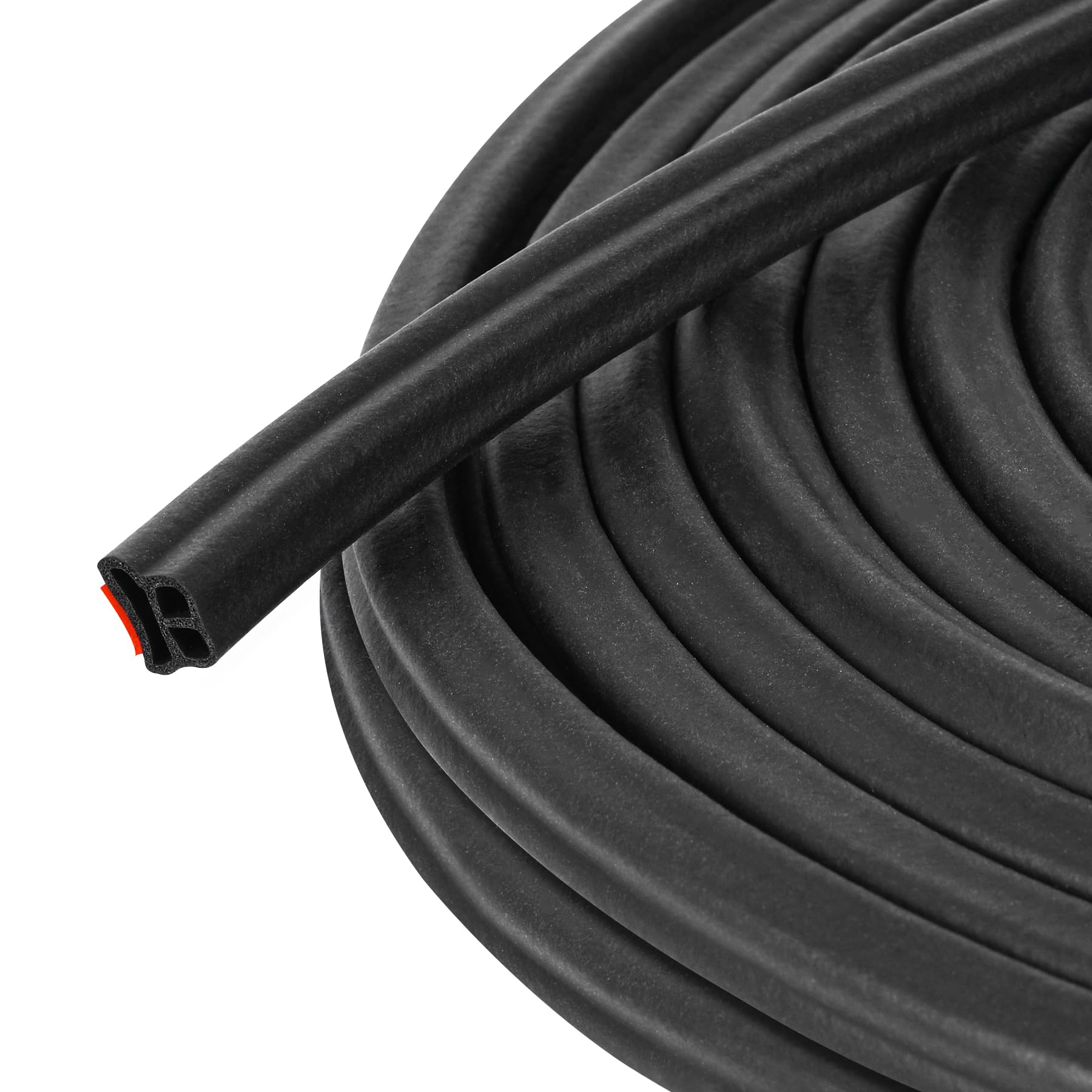 19.7Ft Universal Car Weather Stripping, Self-Adhesive Door Rubber Seal Strip, Auto Engine & Window Noise Insulation (47/100'' X
