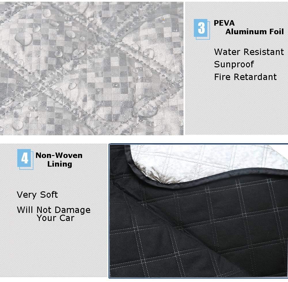 Beicarin Car Windshield Cover, Heavy Duty Ultra Thick Protective Windscreen Cover - Snow Ice Frost Sun Uv Dust Water Resistent - Pefect Fit For Cars Suvs All Years Summer/Winter