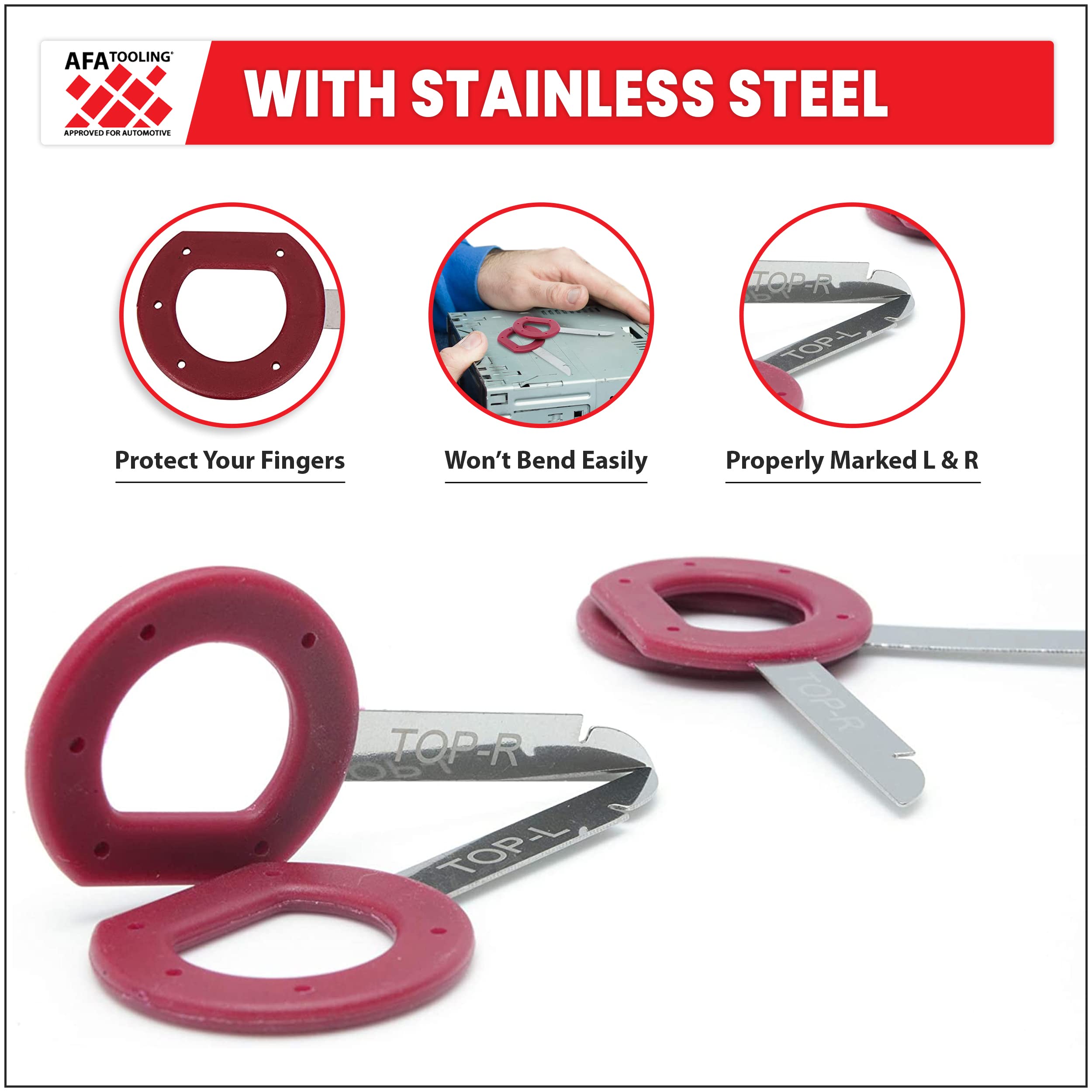 AFA Tooling Radio Removal Tool for Ford, Volkswagen - VW, Mercedes, and Audi | Easy Grip Handles and Stiff Blades | Stereo Singl