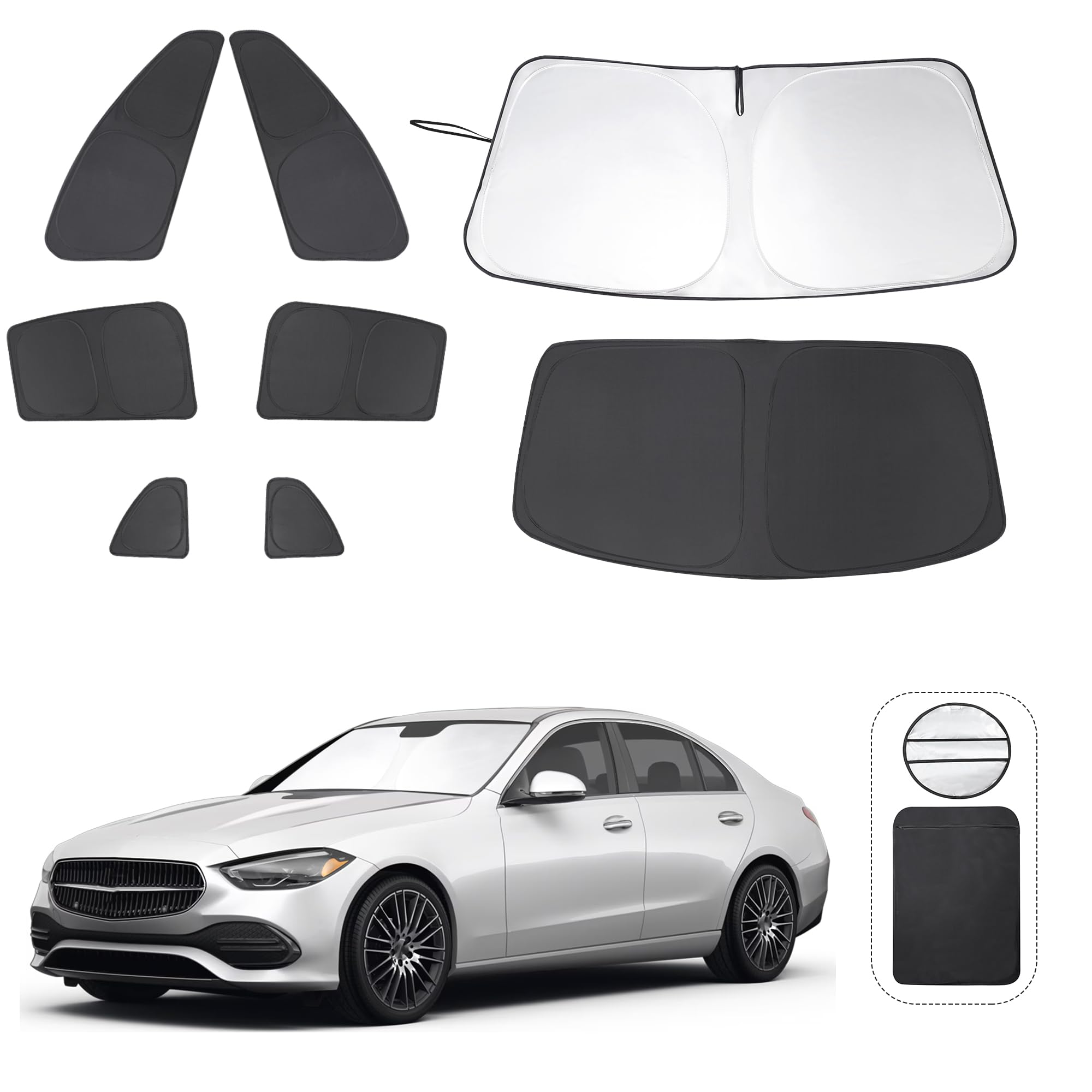 Tinglu Window Shades For Mercedes Benz C Class W205 C250 C300 C400 2015-2021 Accessories Side Full Windows Windshield Sun Shade