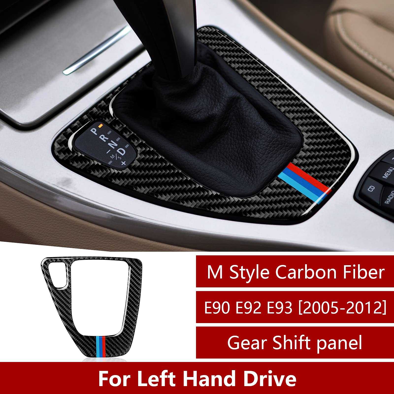 Car Gear Shift Panel Sticker Decal Carbon Fiber Trim Cover Fits For Bmw E90 E92 E93 2006 2007 2008 2009 2010 2011 Accessories