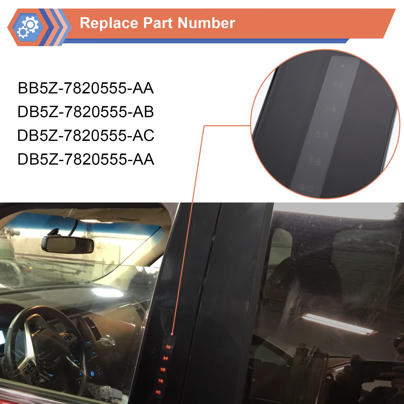 Zonfant B Pillar Molding Trim With Door Entry Keypad, Driver Front Left Outer Lh Side Compatible With Ford Vehicle 2011-2019 Exp
