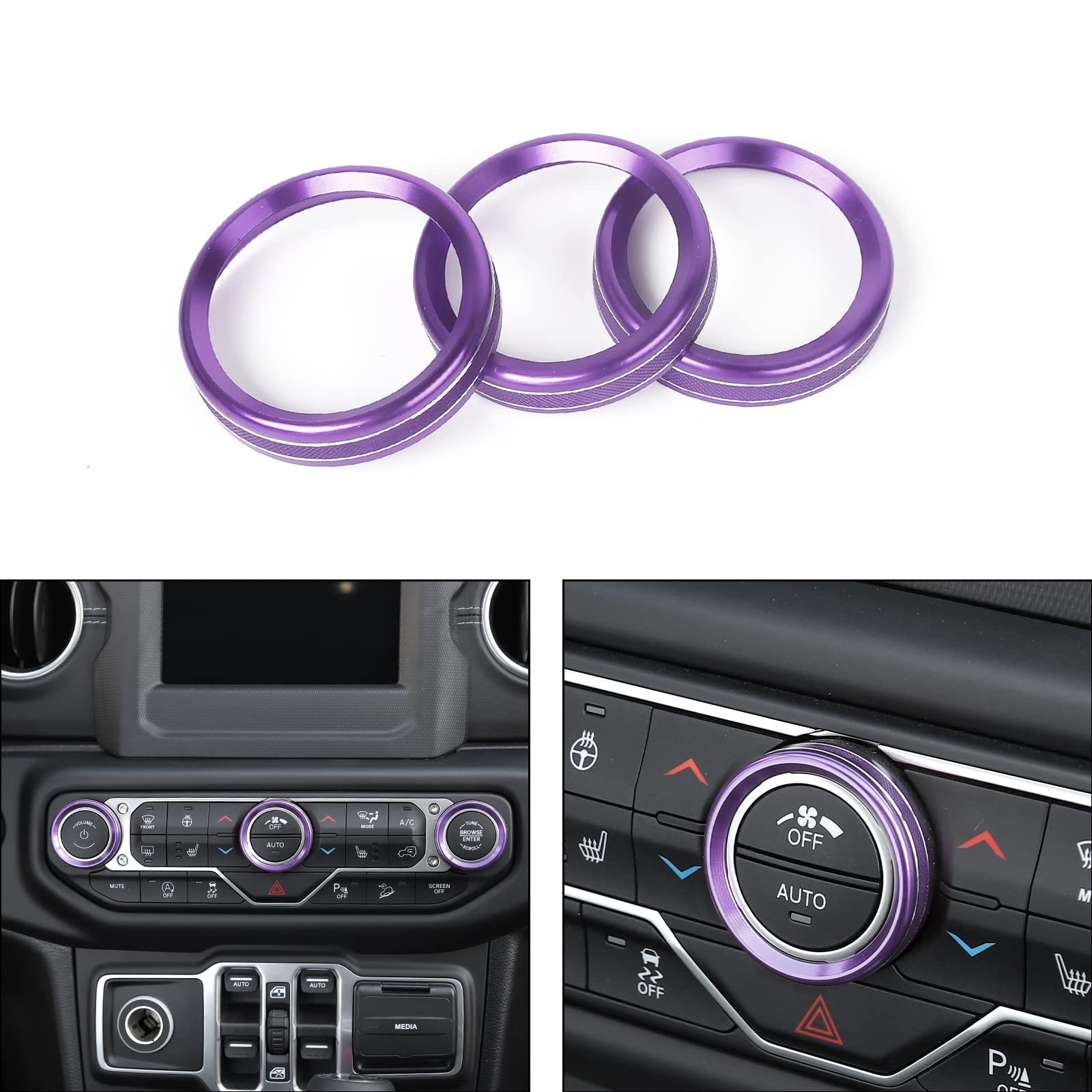 Voodonala Air Conditioner Headlight Switch Knob Trim For 2018-2021 Jeep Wrangler Jl Jlu Gladiator Jt,Thin Purple Aluminum Alloy 4Pcs