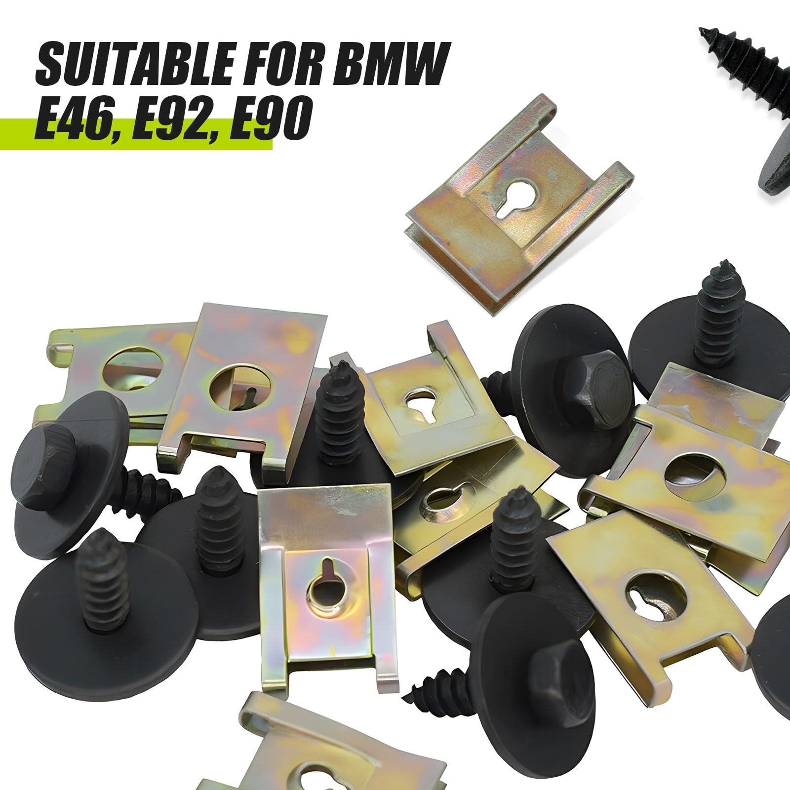 GKmow Pack-40 Bumper Cover Screws, Multi-Purpose U-Nuts Clips, Automobile Body Fasteners Kit, Fender Liner Retainers, Compatible