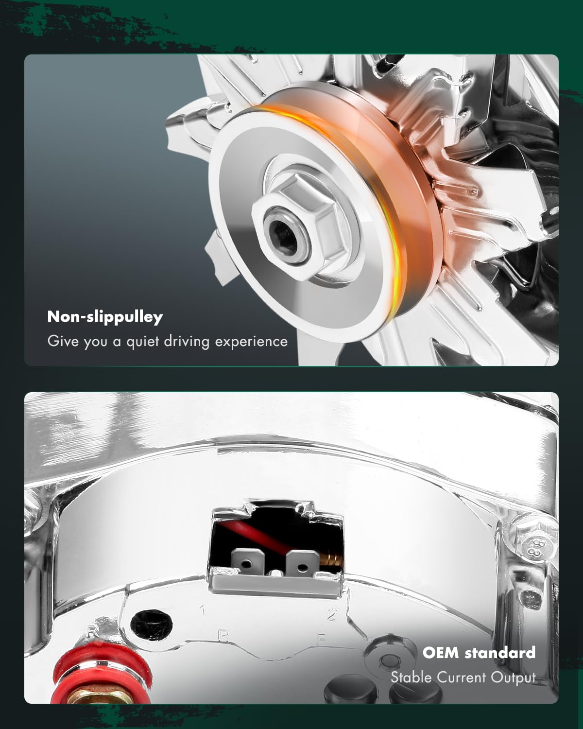 SCITOO New Alternator for 120Amp Chrome 3 Wire Self Exciting Street Rod GM 305 350 BBC SBC