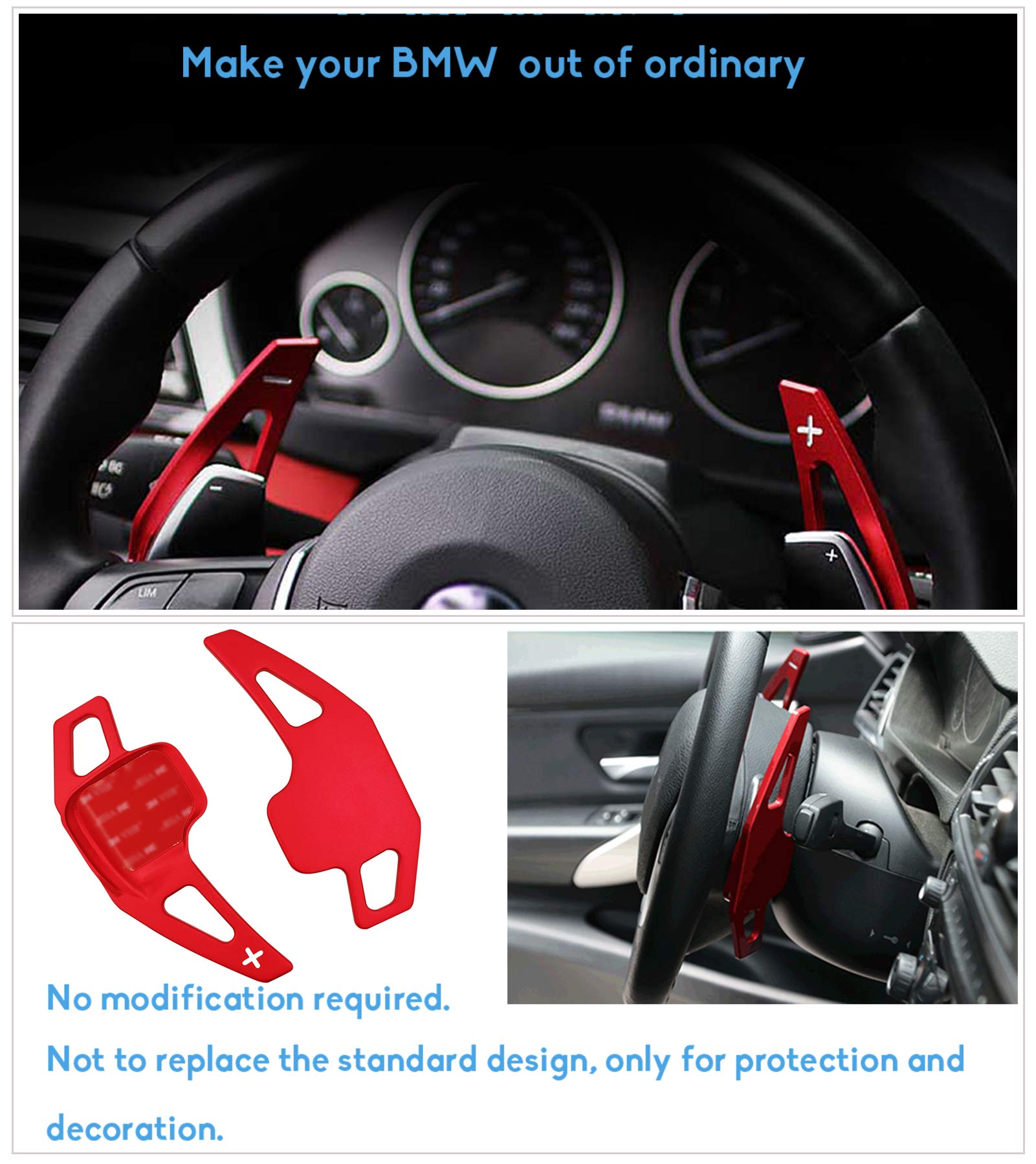 Jaronx Aluminum Paddle Shifter Extensions for BMW F Chassis - Red, Compatible with 2, 3, 4, X1, X2, X3, X4, X5