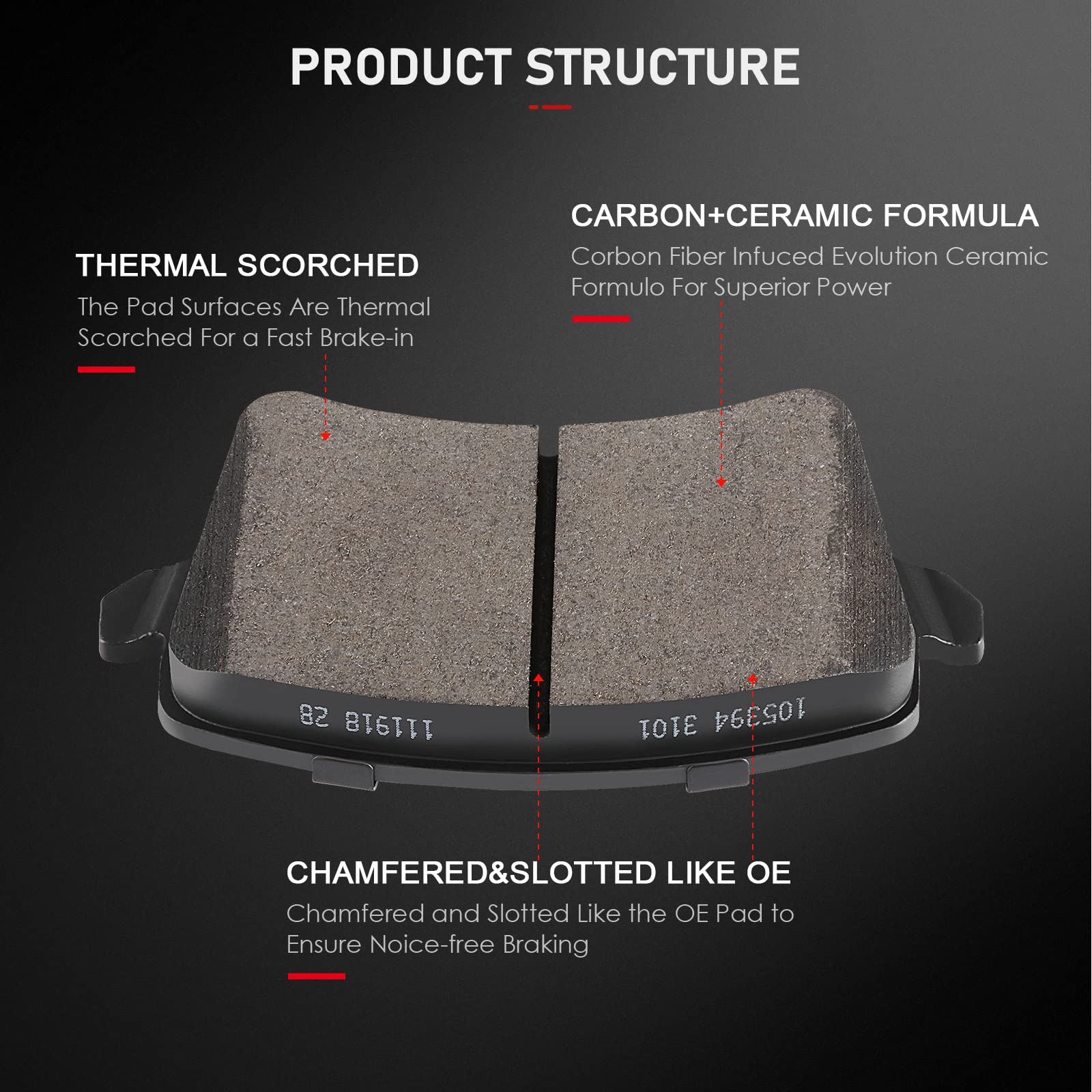 Cciyu D1322 D1386 Front Rear Ceramic Brake Pads Kits 8Pcs Fit For Audi A4, A4 Allroad, A4 Quattro, A5, A5 Quattro, Allroad, Q5,