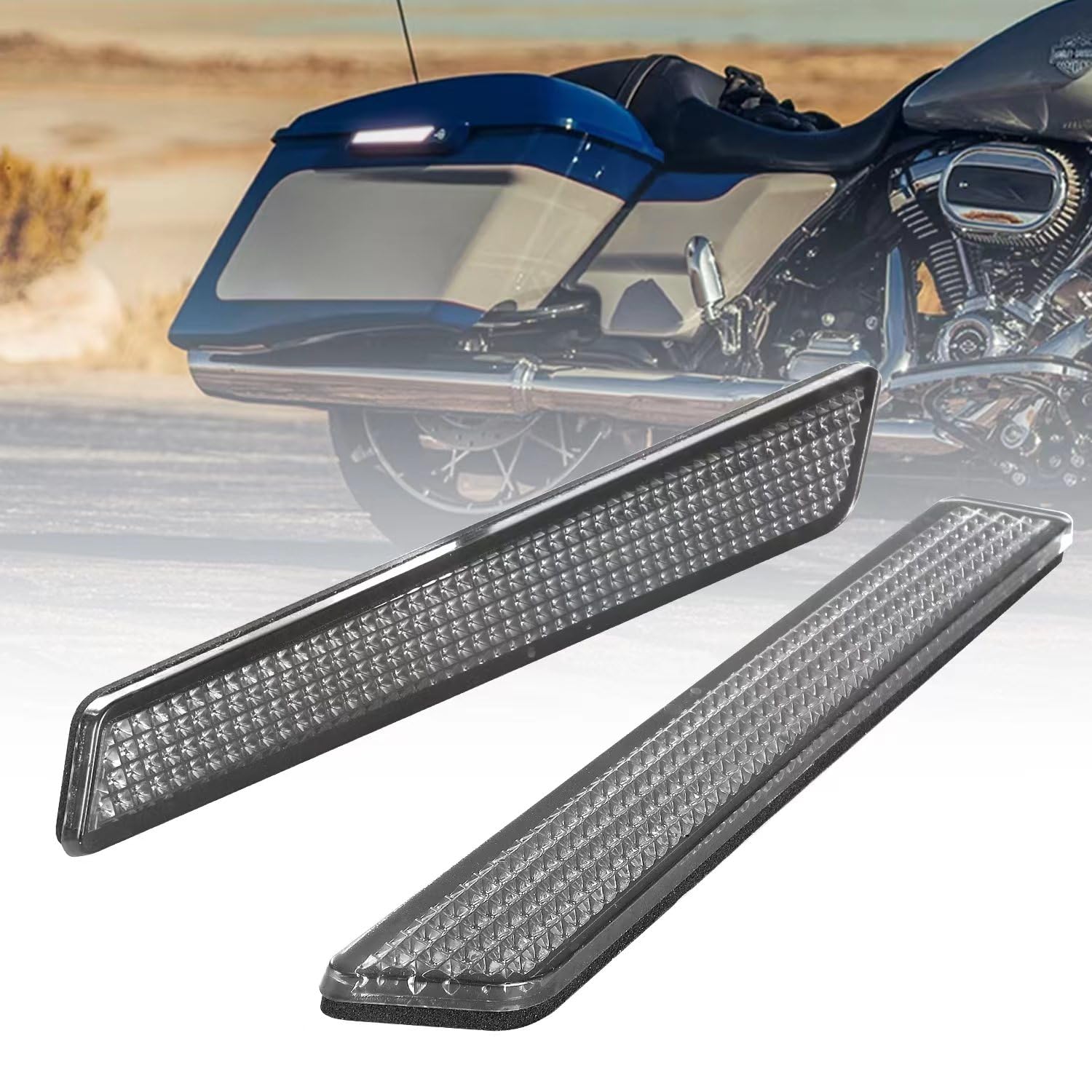 Ailmoto Saddle Bag Reflector Inserts, Black Reflectors Compatble For Harley Davidson 2014-2024 Street Glide Electra Glide Road G