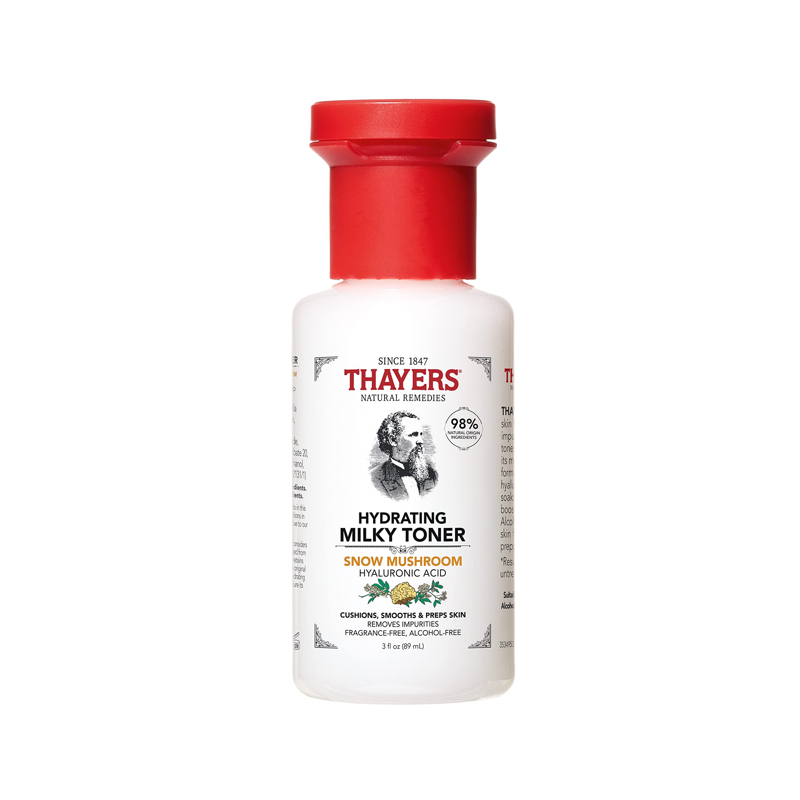 Thayers Milky Hydrating Face Toner with Snow Mushroom  Hyaluronic Acid and Elderflower  Dermatologist Recommended Gentle Alcohol Free Facial Skincare for Dry and Sensitive Skin  Paraben Free  3 FL oz-New
