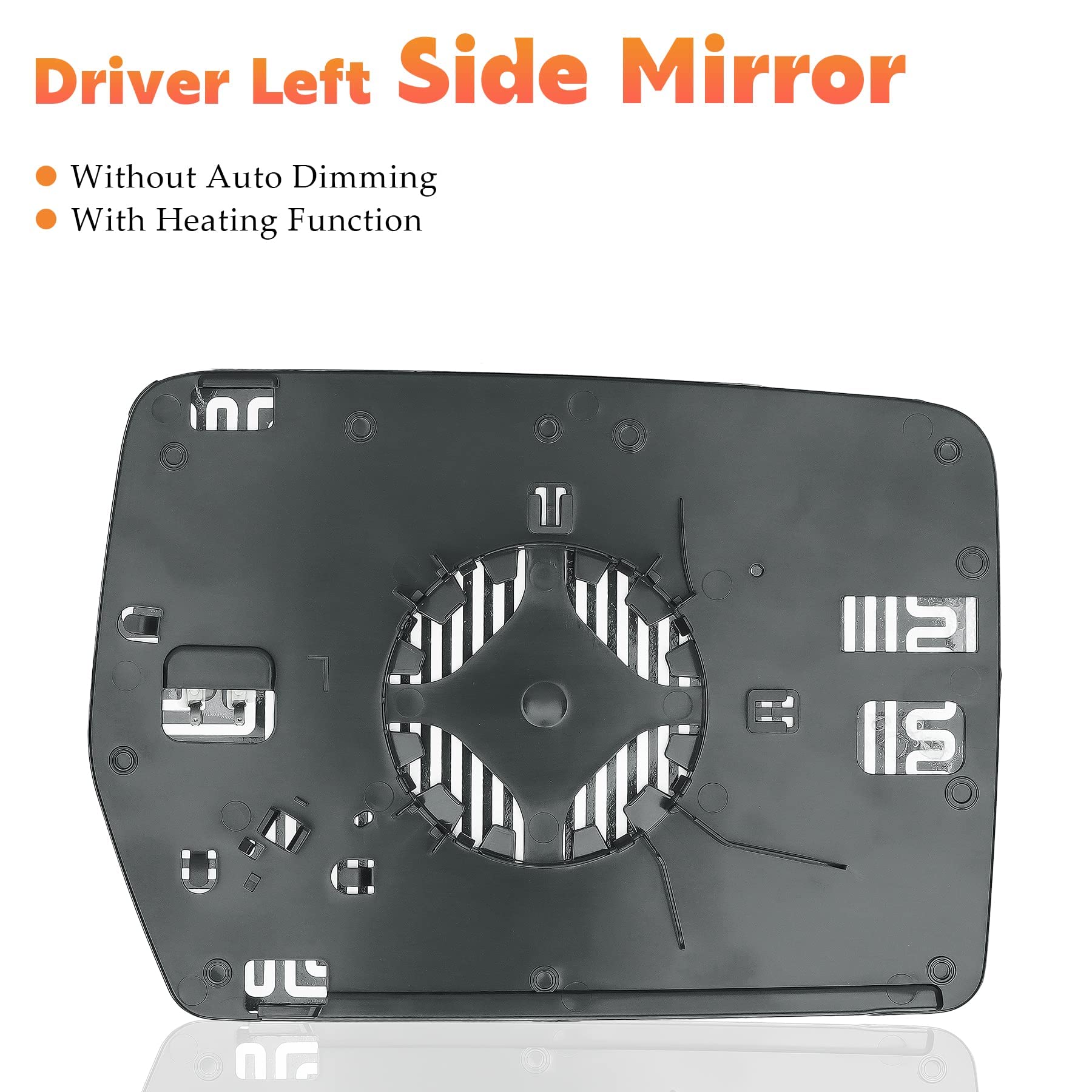 Driver Left Side Power Heated Mirror Glass Fits For 2004-2014 Ford F-150 Replacement For 4L3Z-17K707-Db