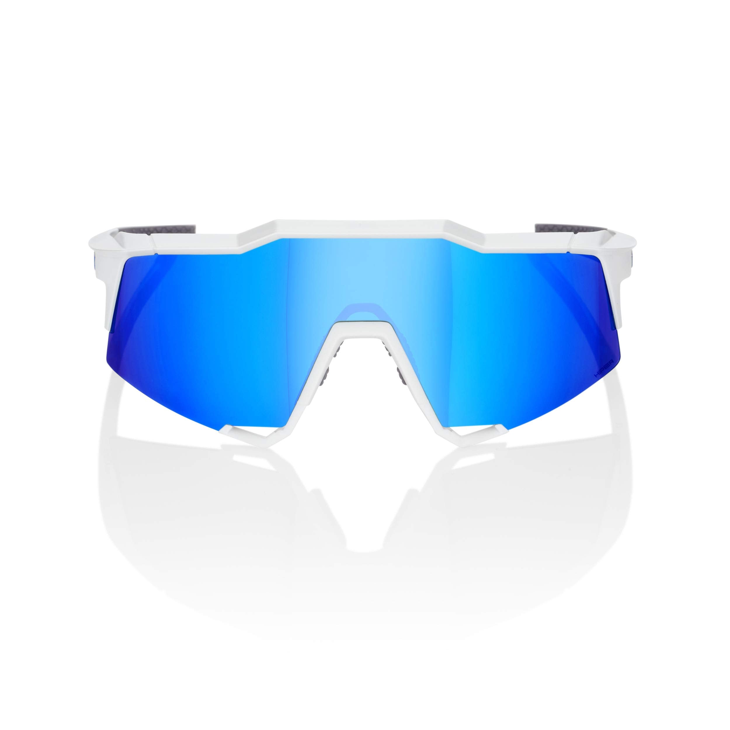 100% Speedcraft Sport Performance Cycling Sunglasses Matte White - Hiper Blue Multilayer Mirror Lens