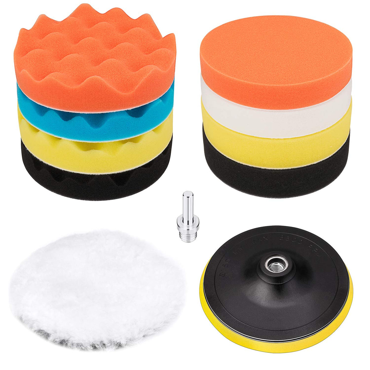 6 Inch Buffing And Polishing Pad Kit 11 Pcs With Drill Adapter