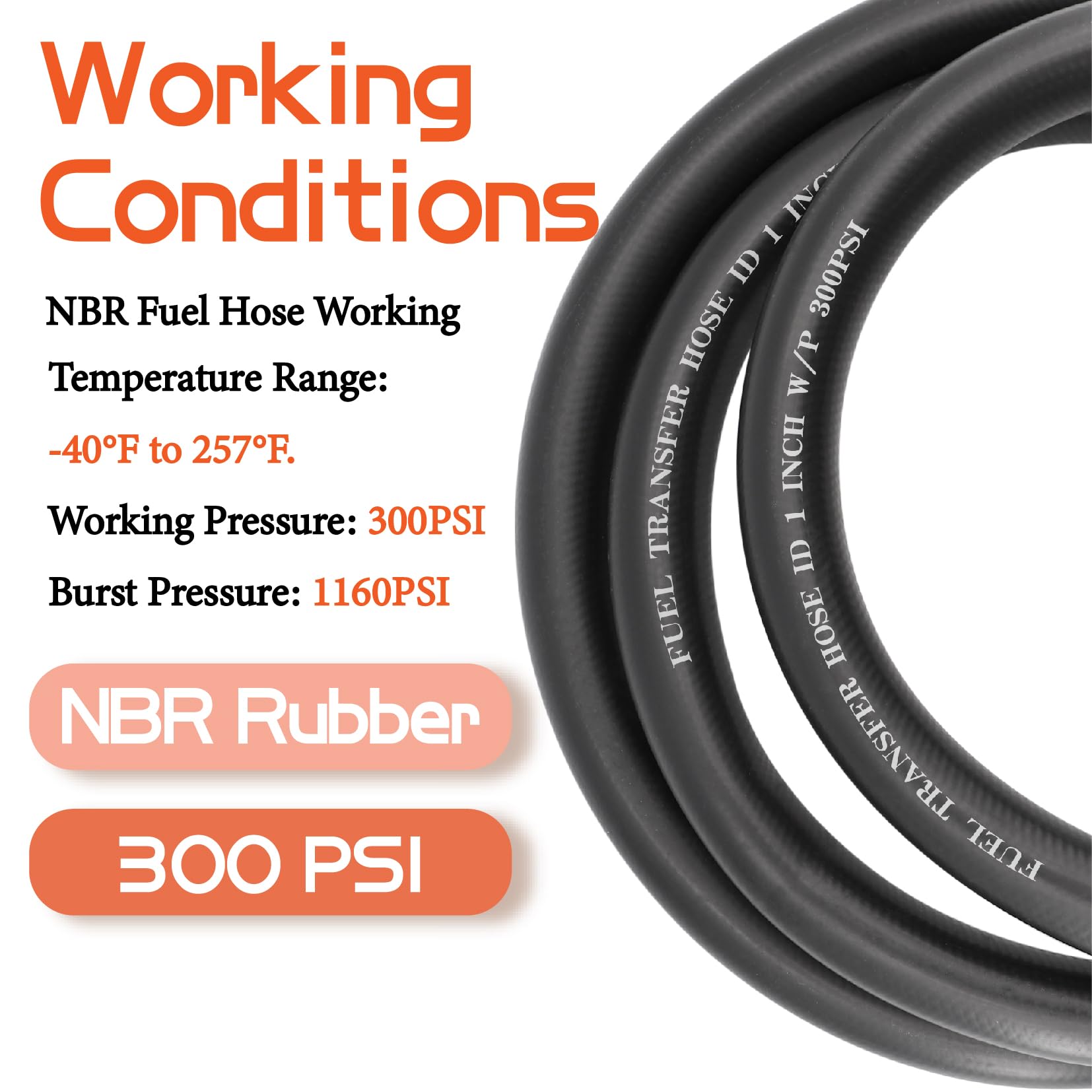 Ruikarhop 1'' Fuel Transfer Hose 20Ft,Farm Pump Hose With Male Npt Fittings For Gasoline,Diesel,Biodiesel