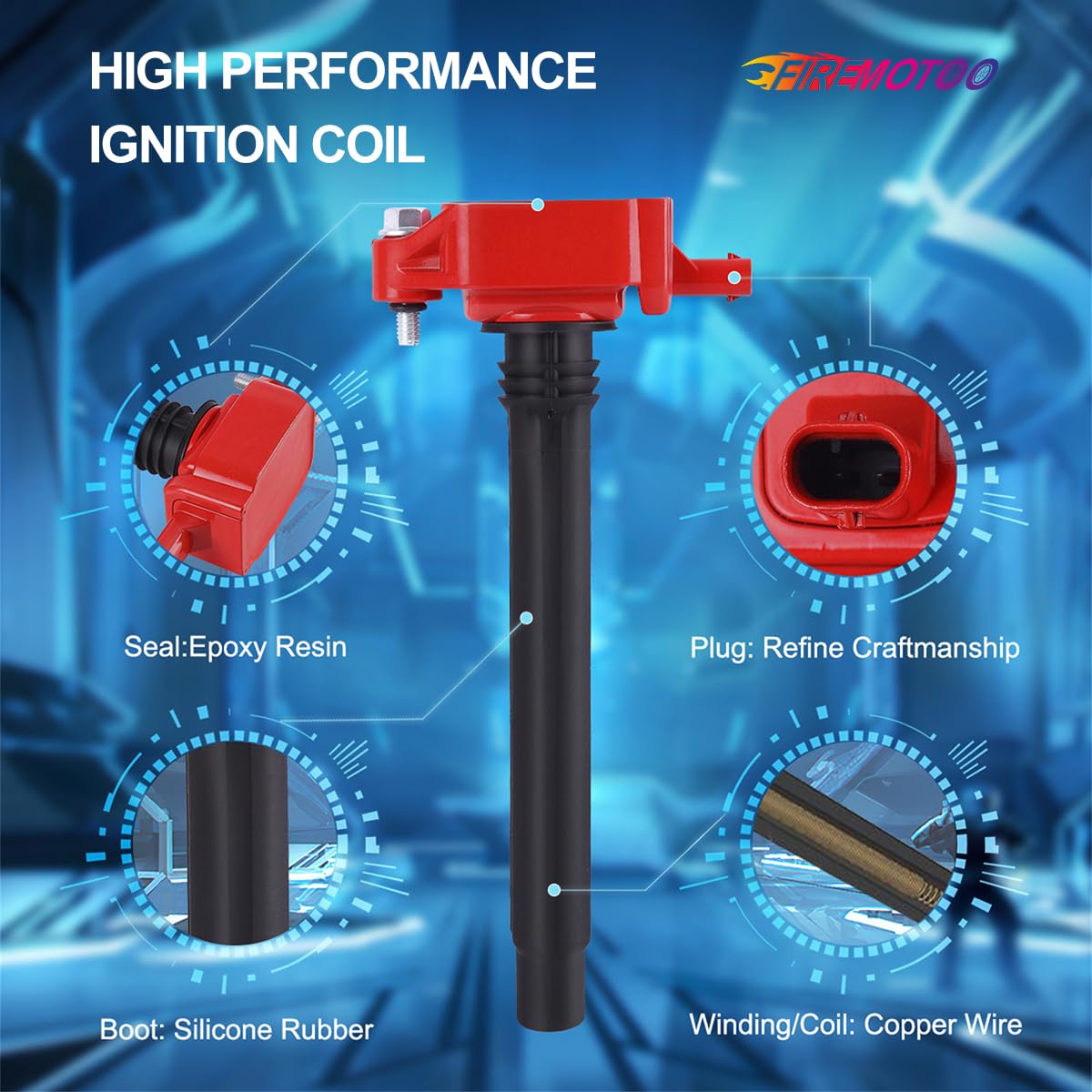 Firemotoo Pack Of 4 Ignition Coil Pack Compatible With 15-17 Chrysler 200 15-17 Jeep Renegade 13-16 Dodge Dart 14-20 Jeep Cherok