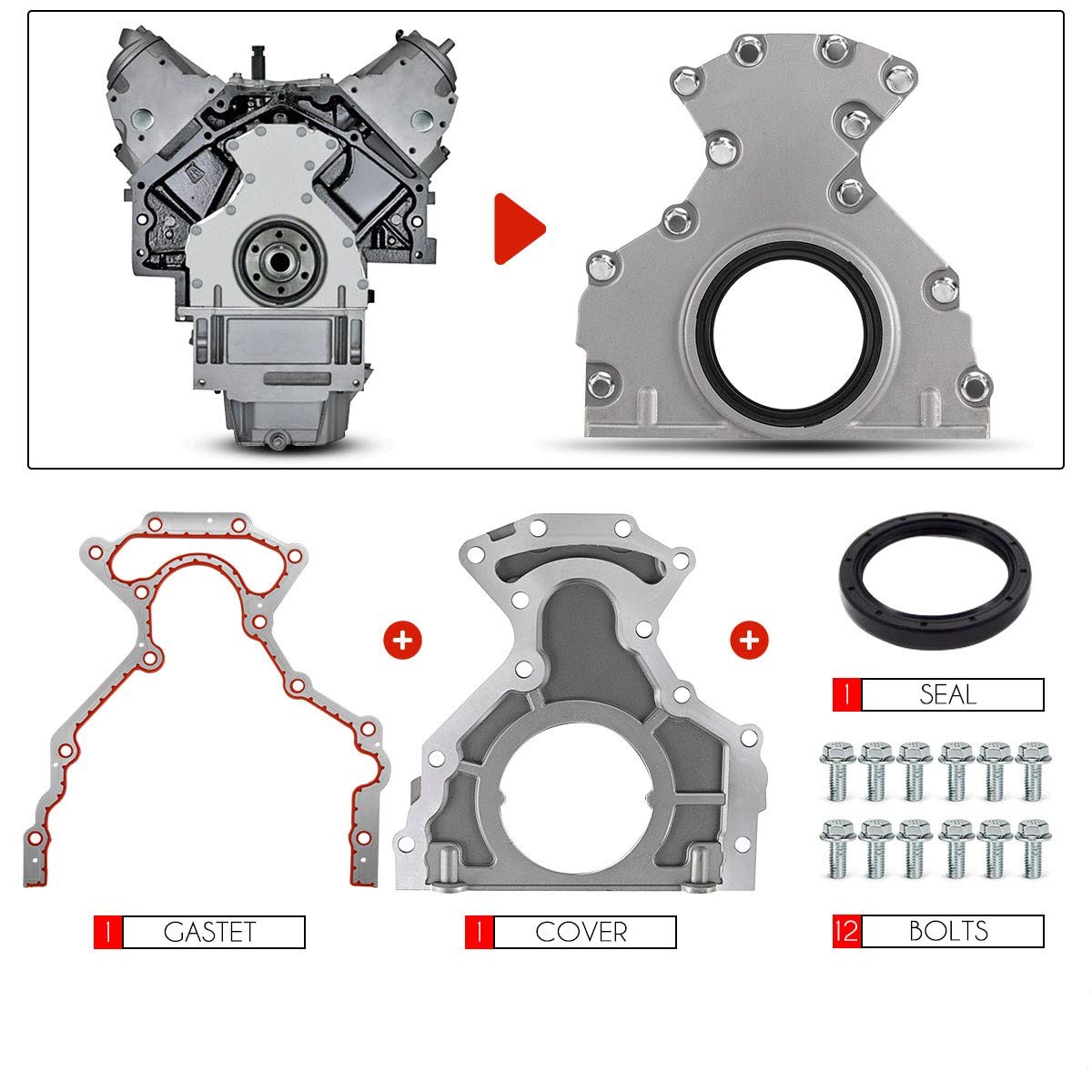 Rear Main Seal Cover Kit With Gasket Compatible With Chevrolet Corvette Camaro Silverado Tahoe Gmc Buick Cadillac Hummer Isuzu P