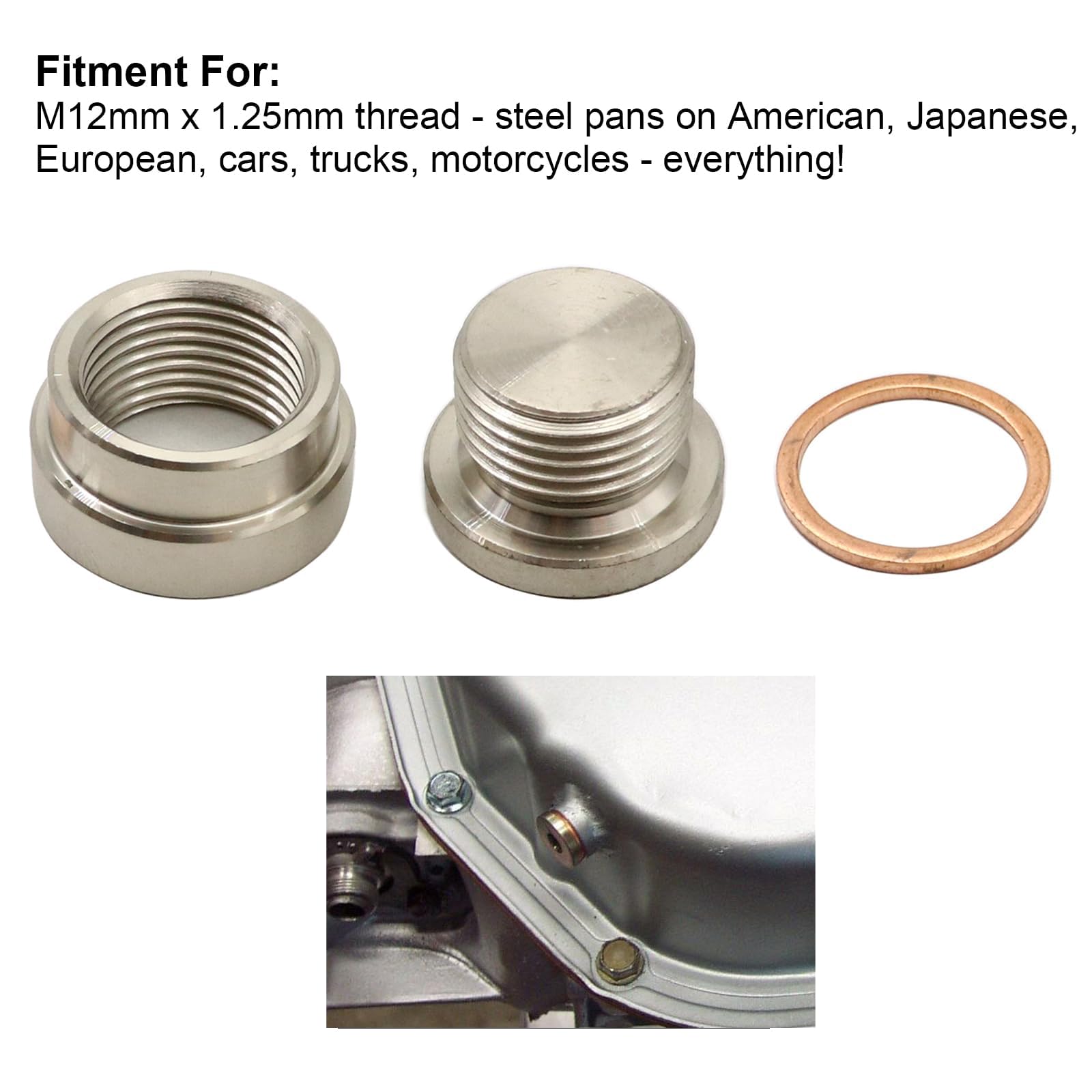 Secosautoparts Thread 12Mm Heigth/ 18 Mm Diameter Steel Bung & Plug + Washer Kit Transmission Sump Drain Plug (Weld In)