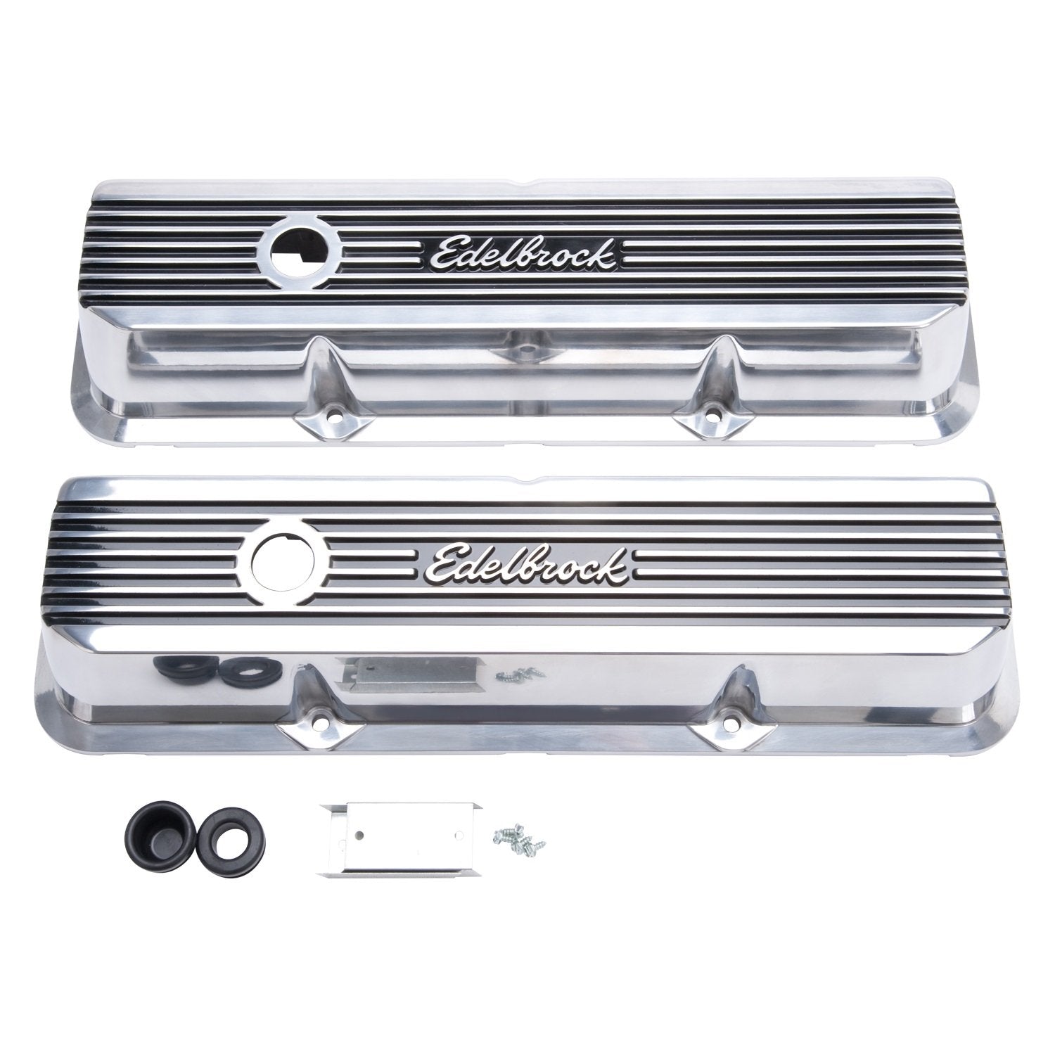 Edelbrock 4277 Elite Ii Series Valve Cover Polished Raised Fins 3.55 In. Overall Height Elite Ii Series Valve Cover