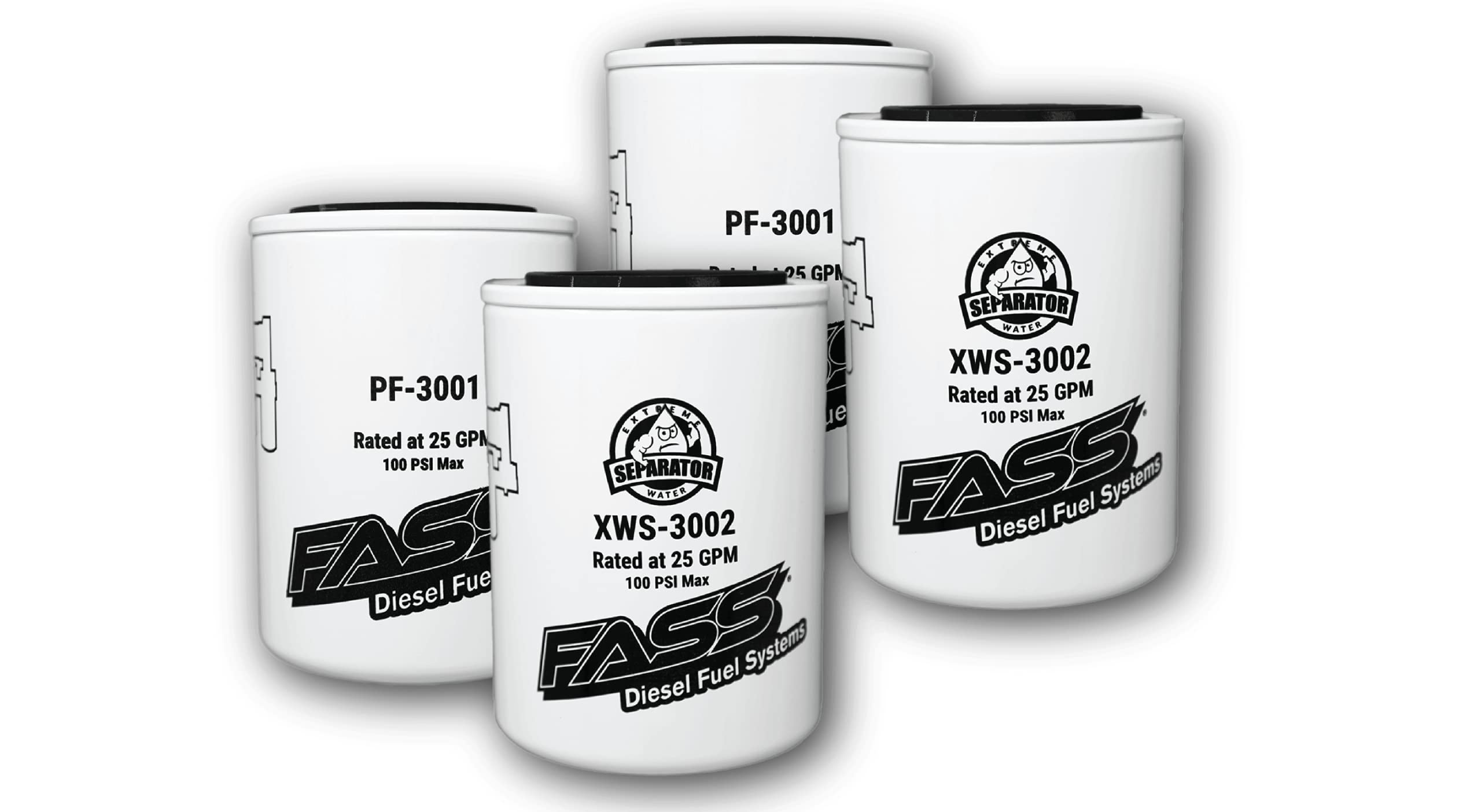 Fass Titanium Series Fuel Filter & Water Seprator Pack Combo Of 4 | (2) Xws-3002 | (2) Pf-3001