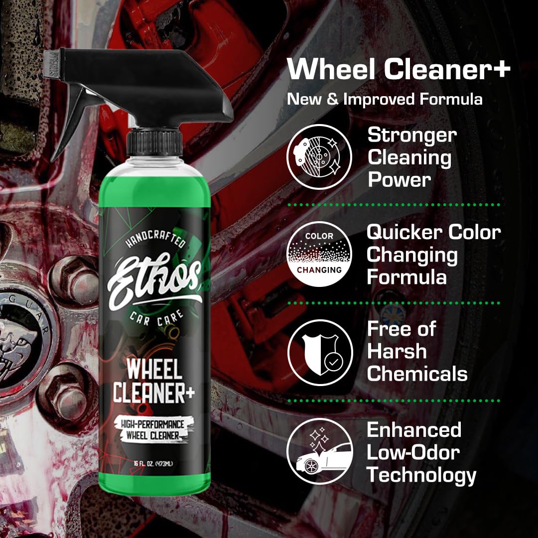 Ethos Wheel Cleaner Spray - Iron Remover Car Detailing - Rim Cleaner Spray Brake Dust, Iron Remover - Color Change Technology -