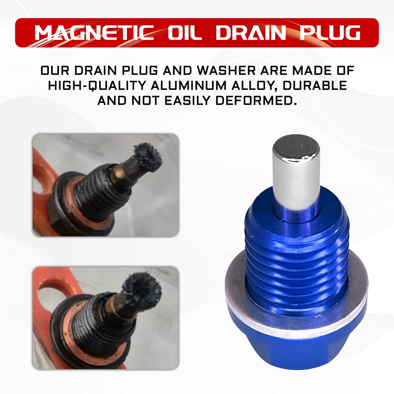 Hirificing M14  1.5 Car Magnetic Oil Drain Plug Removal Tool, Aluminum Alloy Oil Pan Sump Drain Nut Bolt Screw Repair Kit for Mo