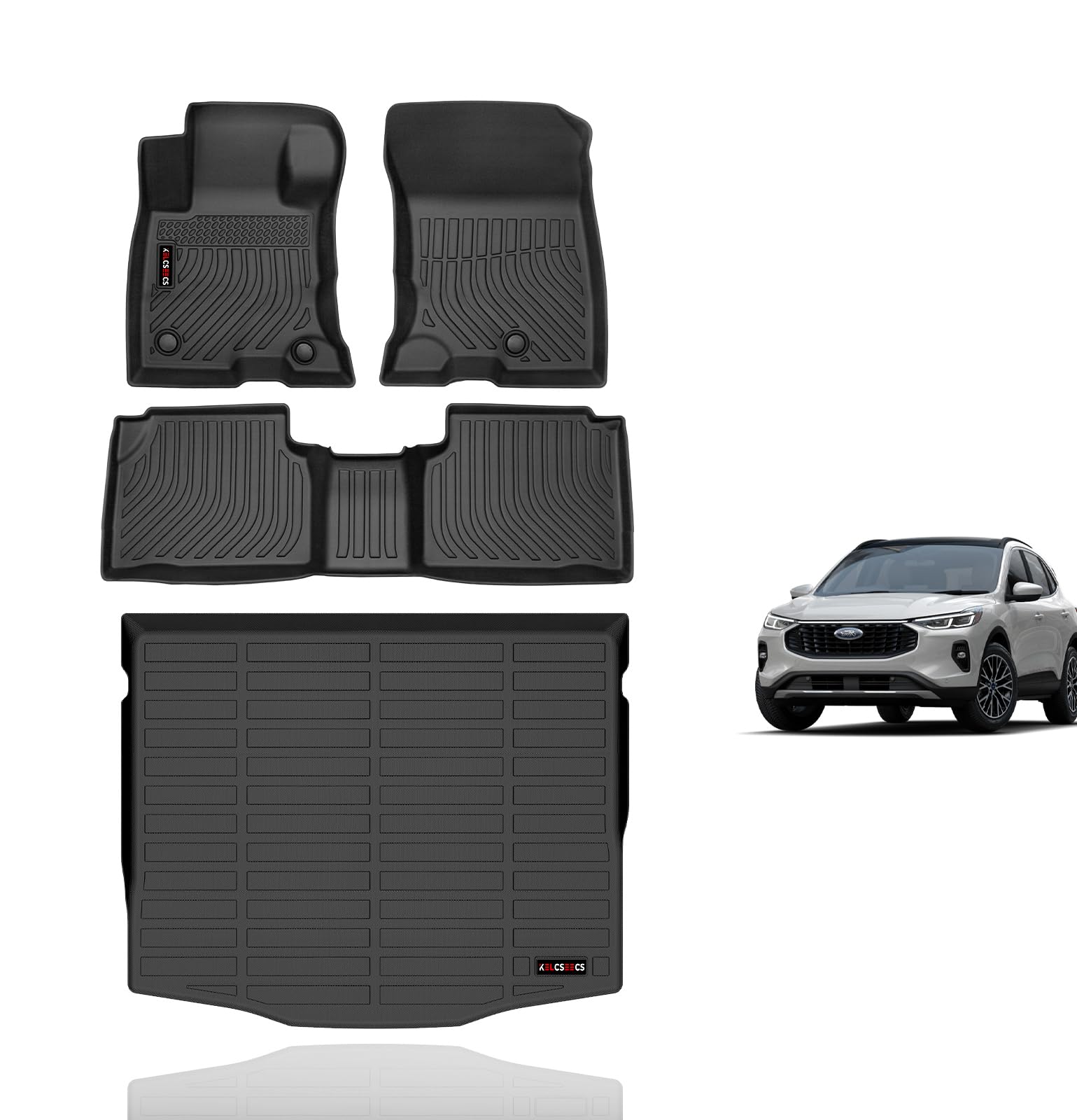 KELCSEECS Floor Mats & Cargo Liner for 2025 2024 2023 2022 2021 2020 Ford Escape Hybrid All Weather Car Mats Automotive Cargo Ma